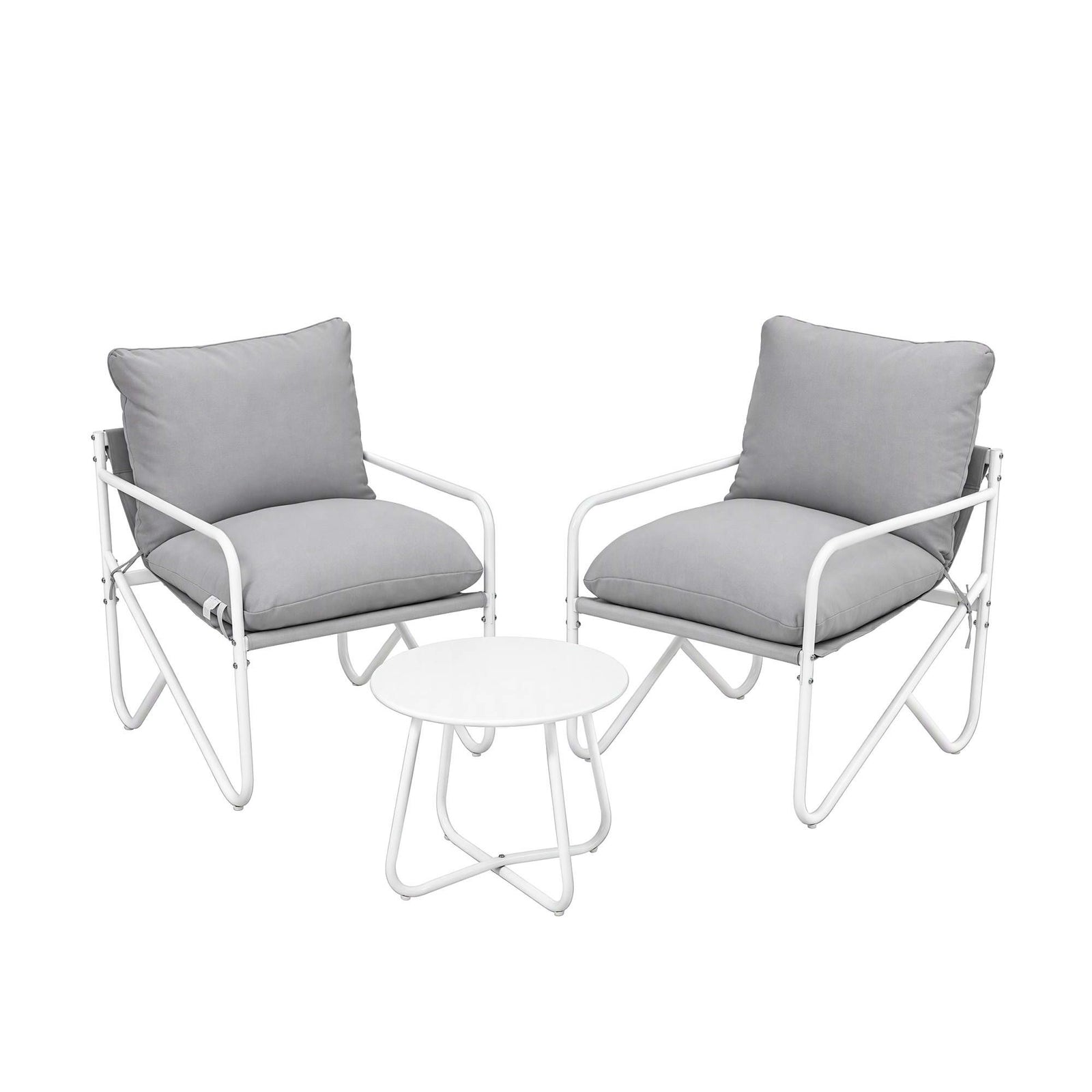 Gardeon Outdoor Bistro Set 3 Piece Patio Furniture Conversation Table and Chairs Grey