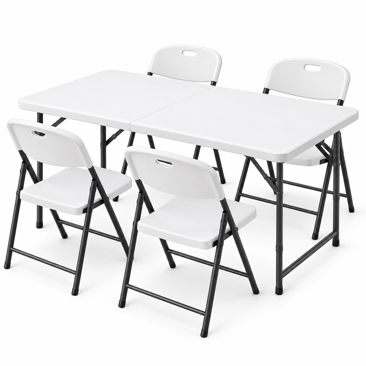 Gardeon 5PCS Outdoor Dining Set 120CM Folding Table and Chairs Patio Furniture White