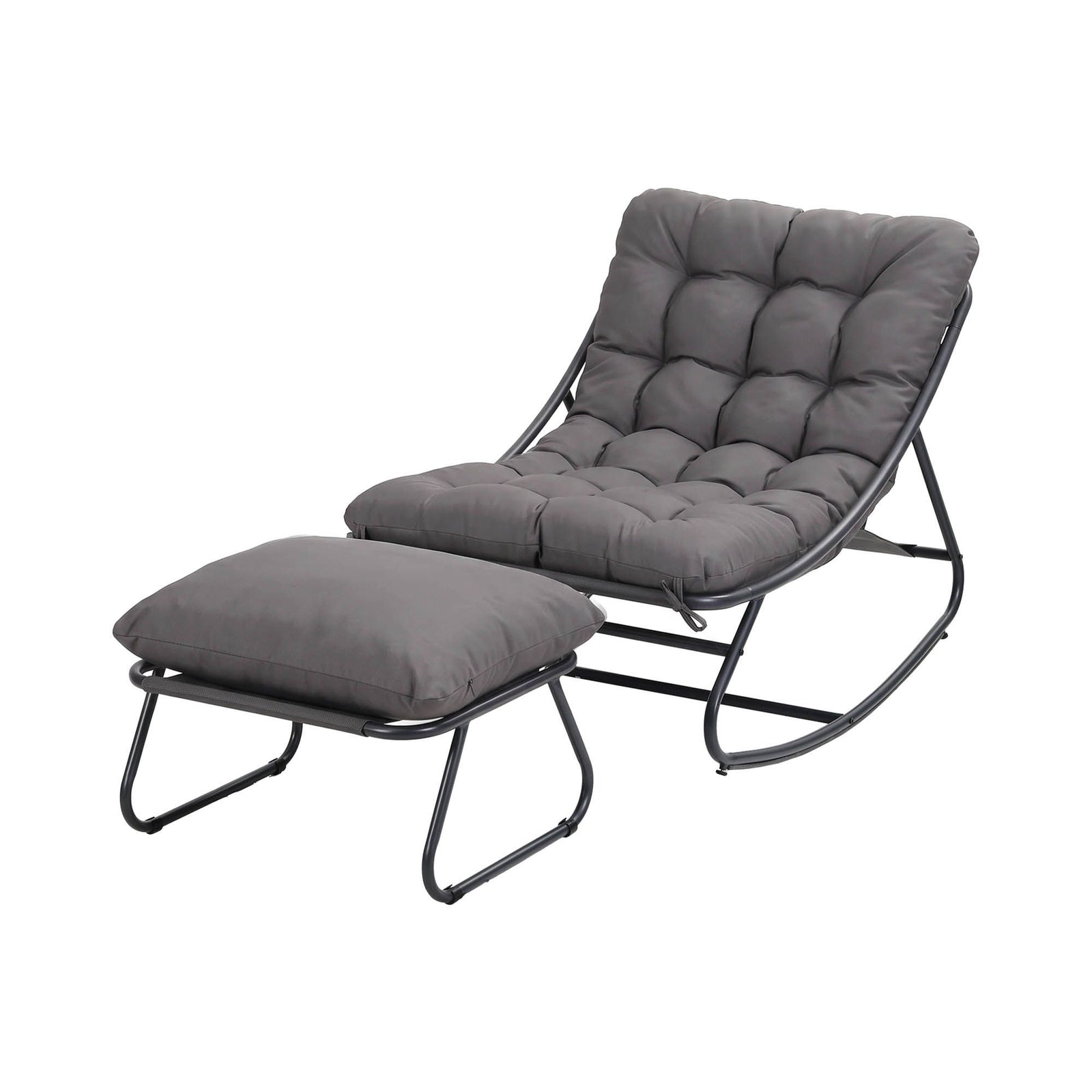 Gardeon Rocking Chair with Footrest Mesh Seat Cushion Outdoor Chairs Grey