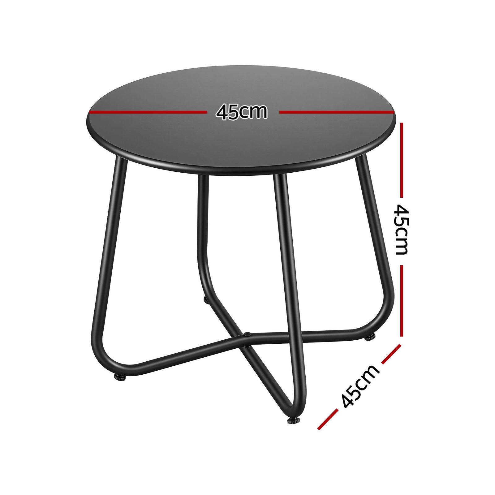 Gardeon Outdoor Side Table Steel Frame for Patio Balcony Garden Black