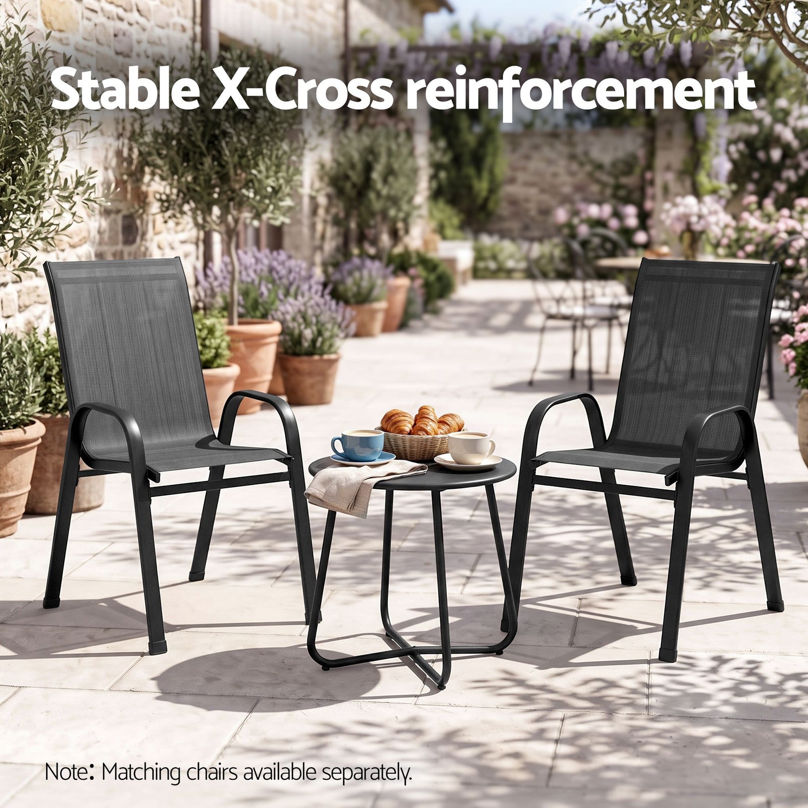 Gardeon Outdoor Side Table Steel Frame for Patio Balcony Garden Black