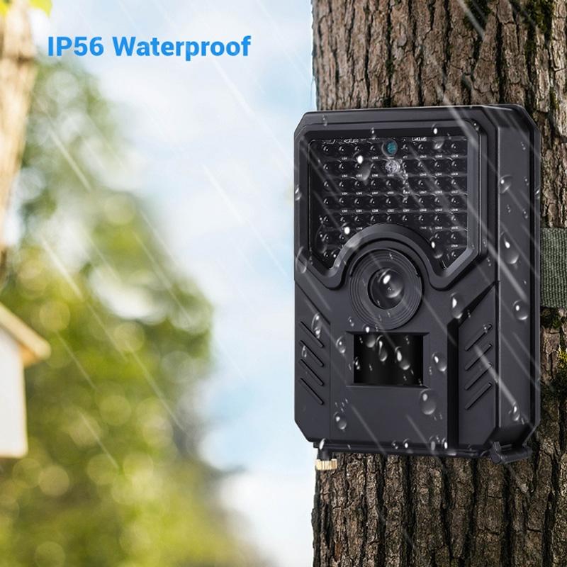 12Mp 1080P Hd Infrared Hunting Trail Camera With 120 Degree Wide Angle Lens And Ip56 Waterproof Design - Supports Tf Card Pir Distance 10-15M - Black-1915196797563834370