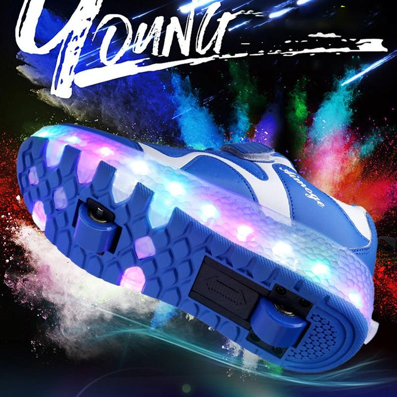 Rechargeable Led Roller Skates - Double Wheel Ultra Light Pink Size 40-1915196539874185224