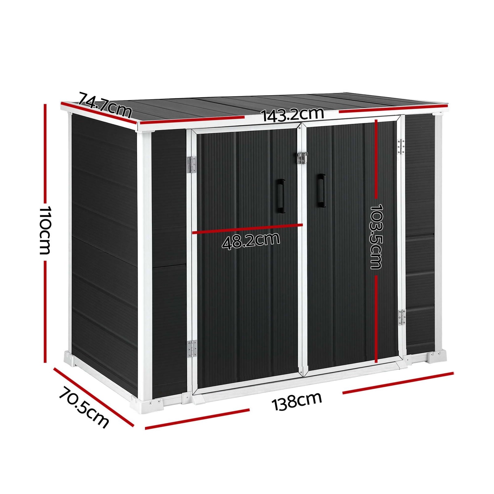 Gardeon 1070L Outdoor Storage Box Garden Shed Lockable Cabinet Tool Organizer Dark Grey