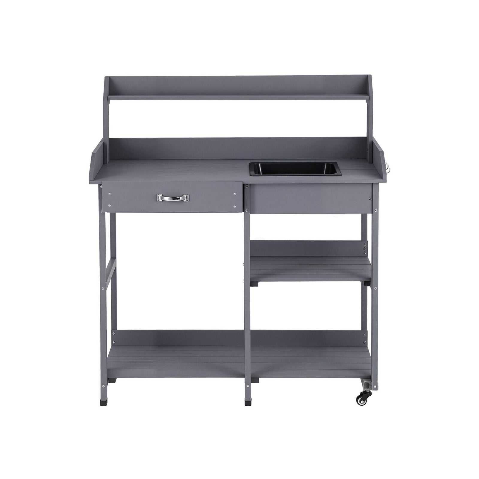 Gardeon Outdoor Potting Bench Table Storage Cabinet Potters Garden Workstation Grey