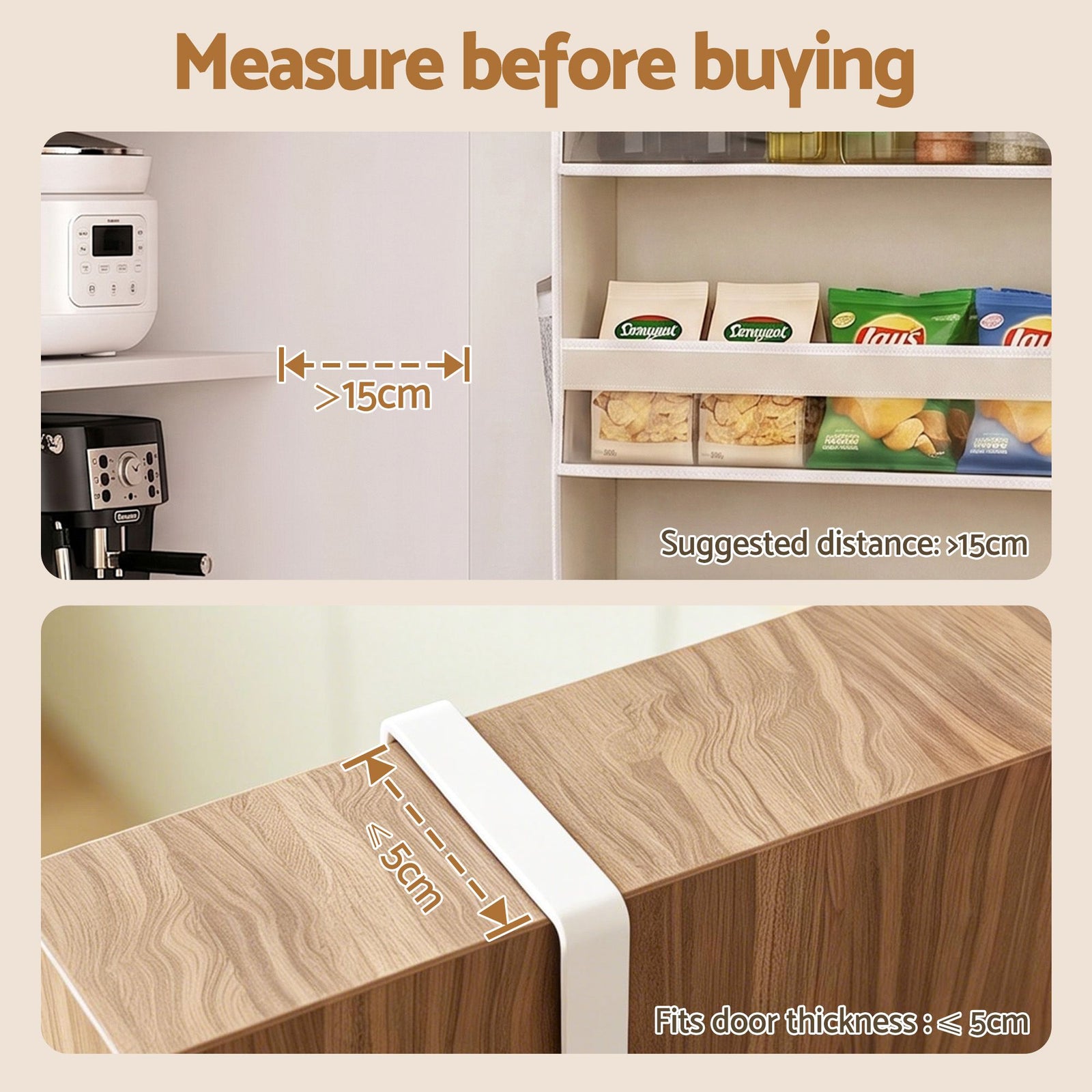 Artiss Over Door Storage Hanger Pantry 6-Tier 12 Pockets Fabric Organiser Beige