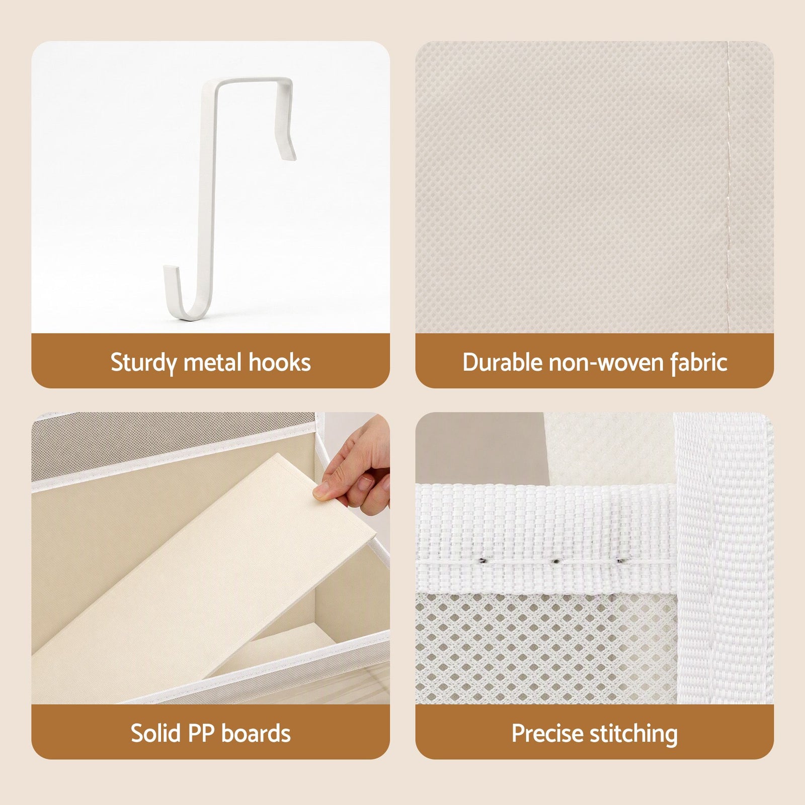 Artiss 2X Over Door Storage Hangers Pantry 6-Tier Organiser Pockets Fabric Beige
