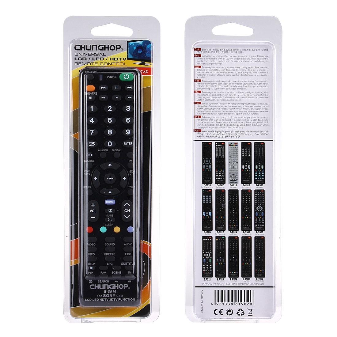 Universal Remote For Sony Led / Lcd / 3Dtv - Chunghop E S916-1915197024723144711