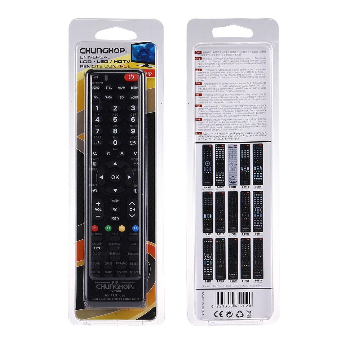 Universal Remote For Tcl Led / Lcd / Hdtv / 3Dtv - Chunghop T908-1915197966017236999