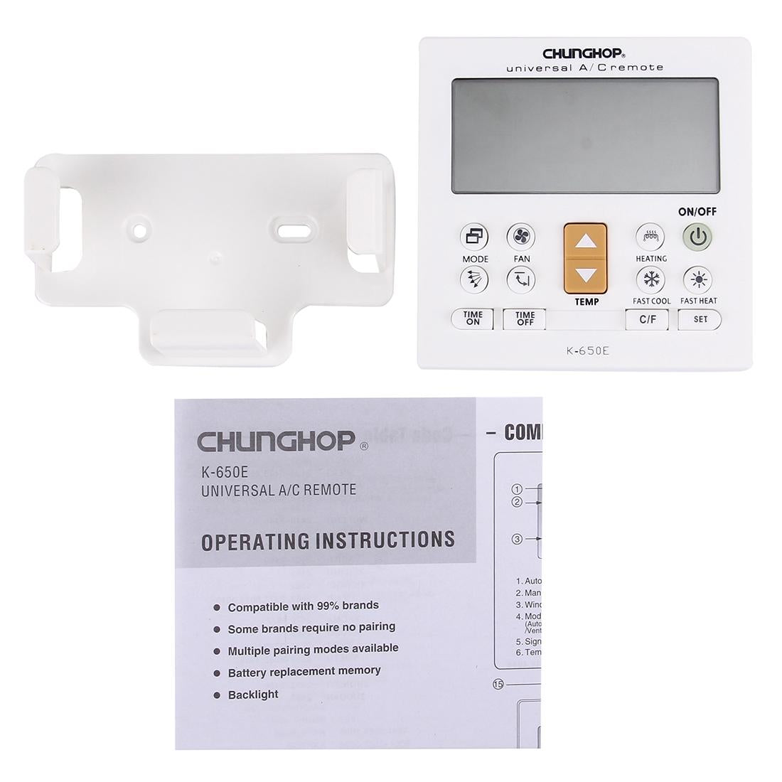 Universal Lcd Air Conditioner Remote Controller With Bracket - Chunghop K650E-1915197167652442121