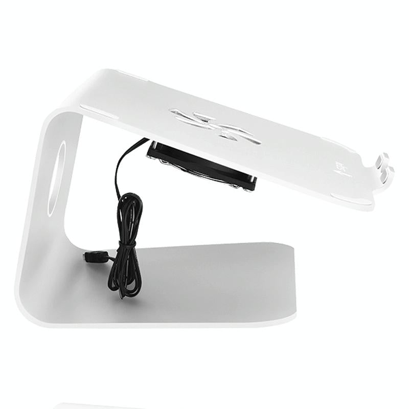 Classic Aluminum Cooling Stand With Fan For Mac Ipad And Laptops - Silver-1915196597768163332