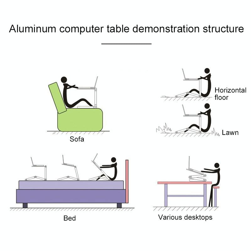 Adjustable Foldable Laptop Stand - Portable Aluminium Alloy - 360 Degree Rotation-1964932166454480901