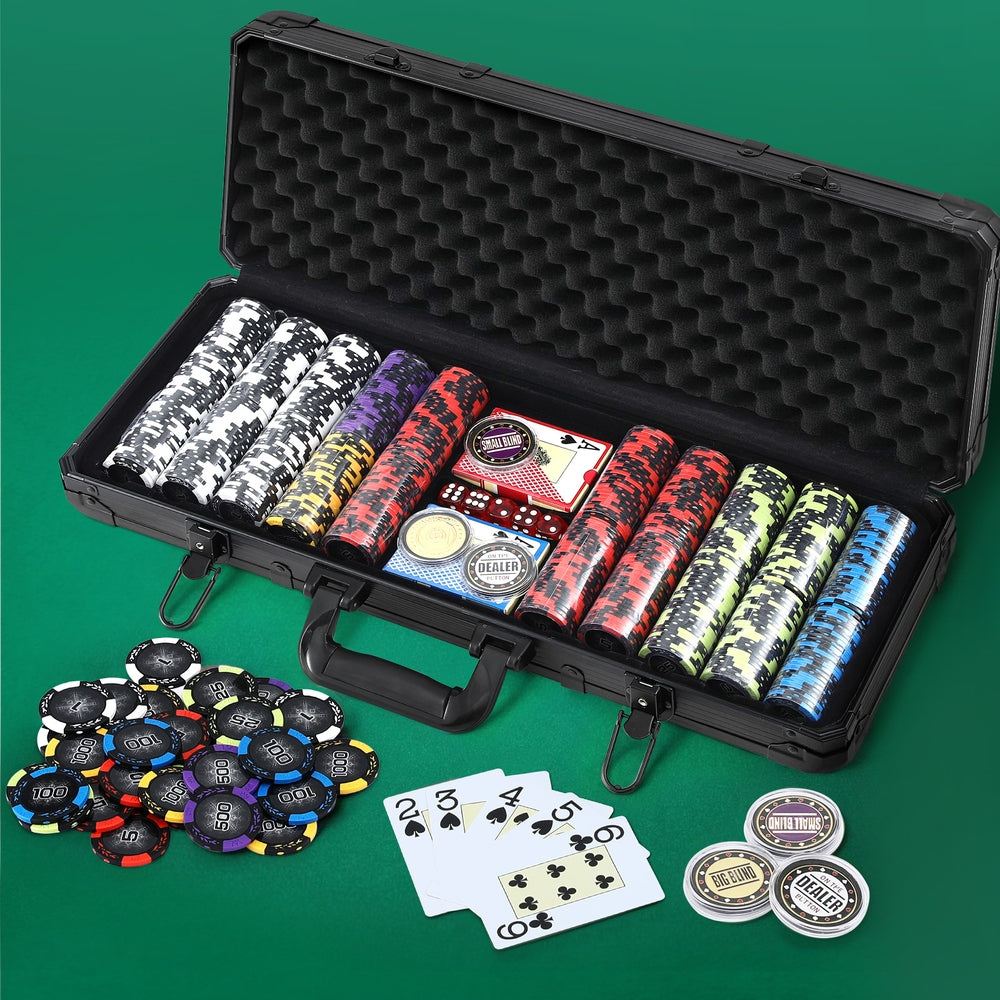 Poker Chip Set 500PC 14g Chips Casino Gambling Party Game Dice Cards