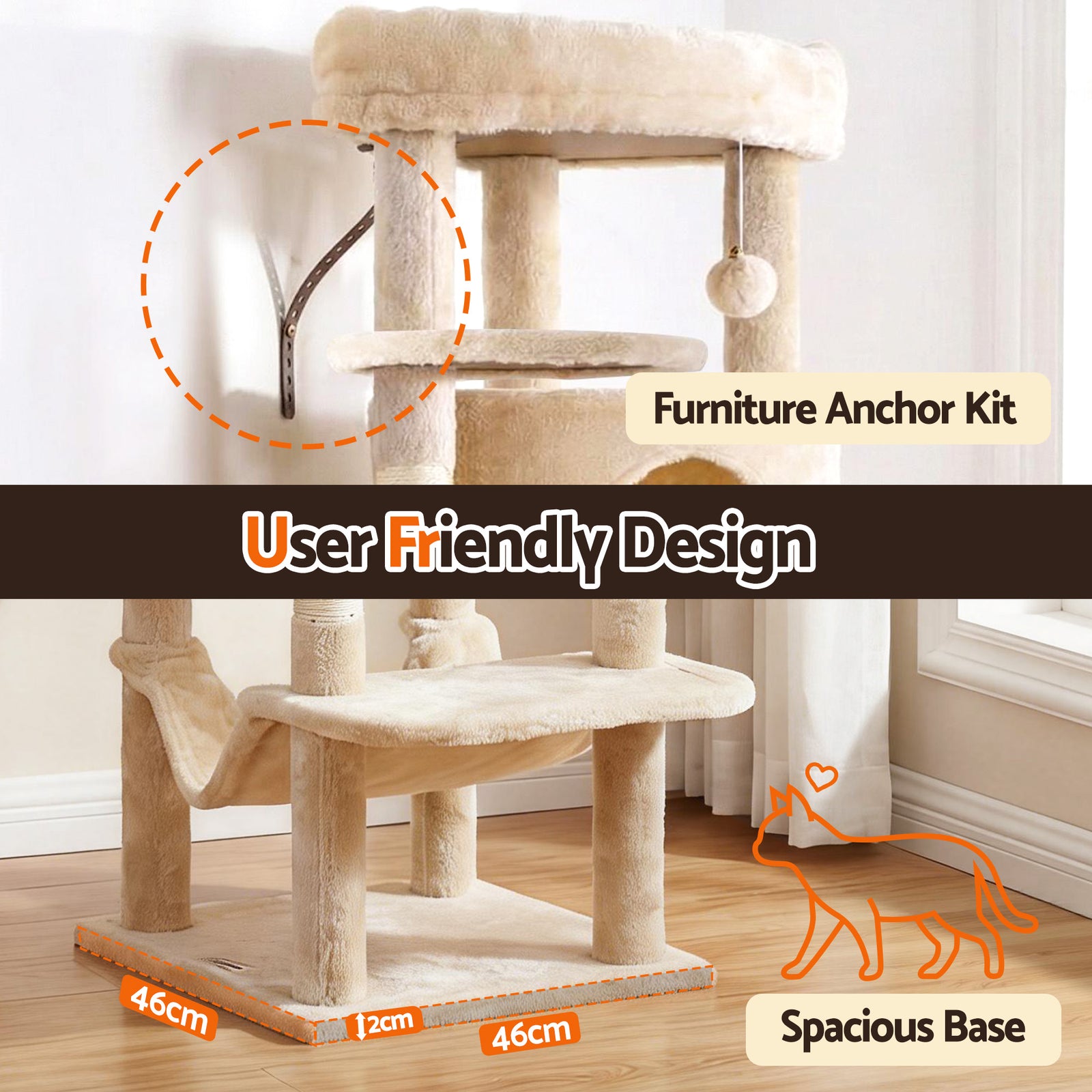i.Pet Cat Tree Tower 167cm Large Scratching Post Furniture Scratcher House Beige