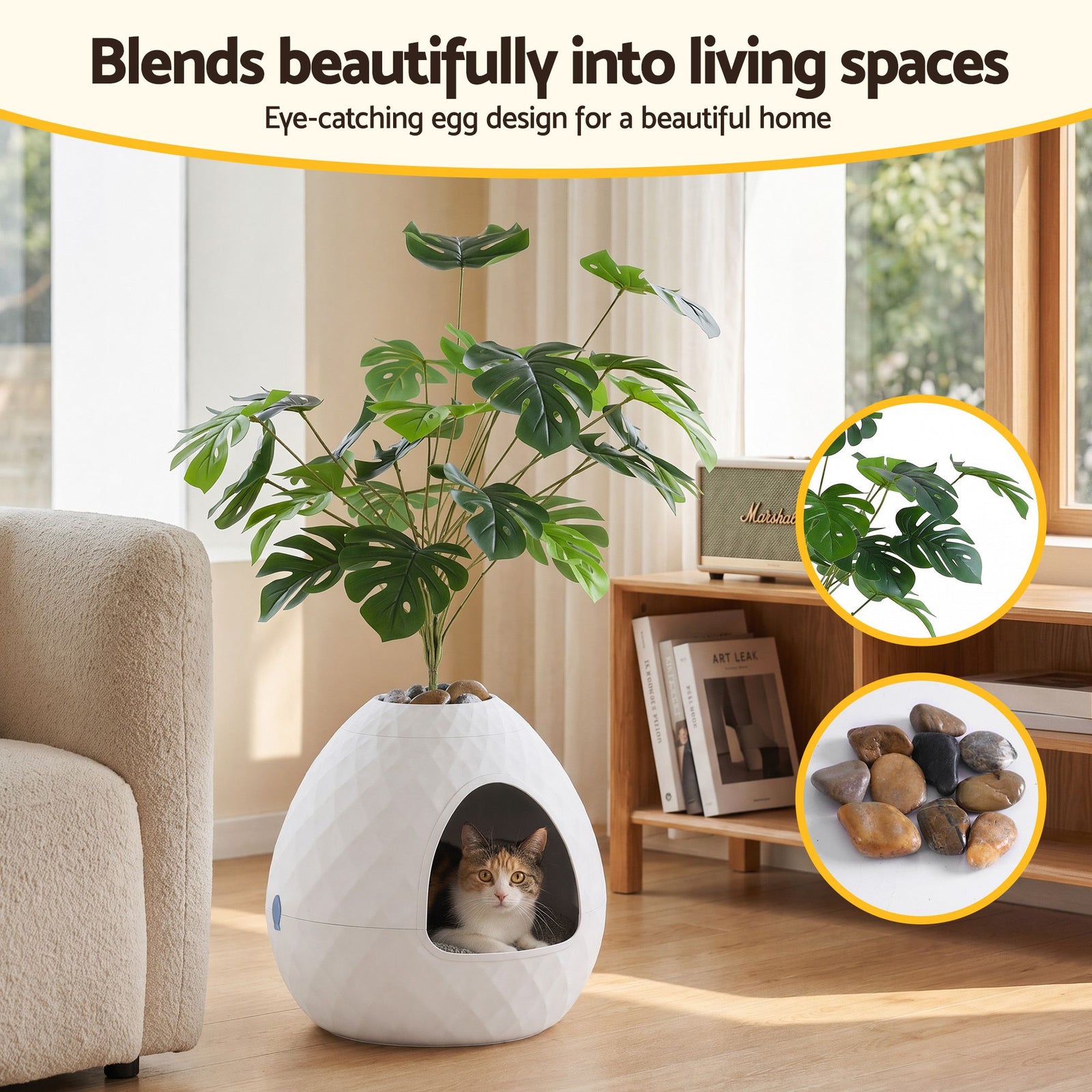 i.Pet Cat Litter Box Hidden Litter Tray Enclosure Planter Furniture House White