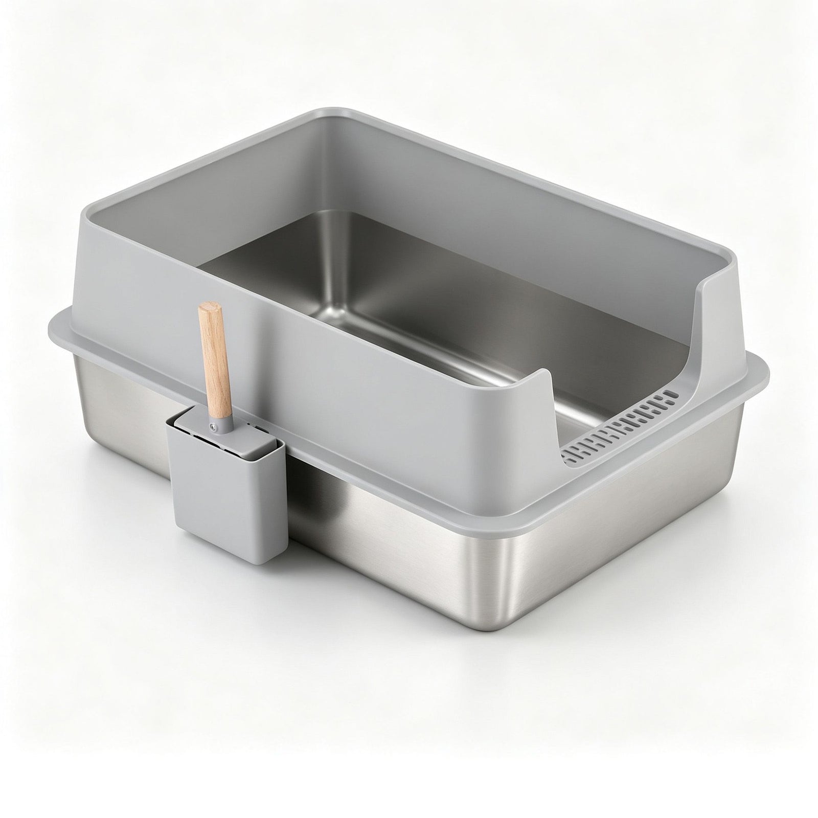 i.Pet XXL Cat Litter Box Stainless Steel Jumbo Semi-Enclosed Pet Kitty Toilet Grey