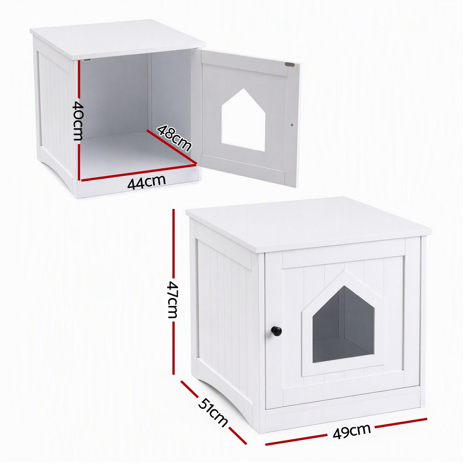 i.Pet 49x51cm Cat Litter Box Enclosure Hidden Litter Tray Cabinet White
