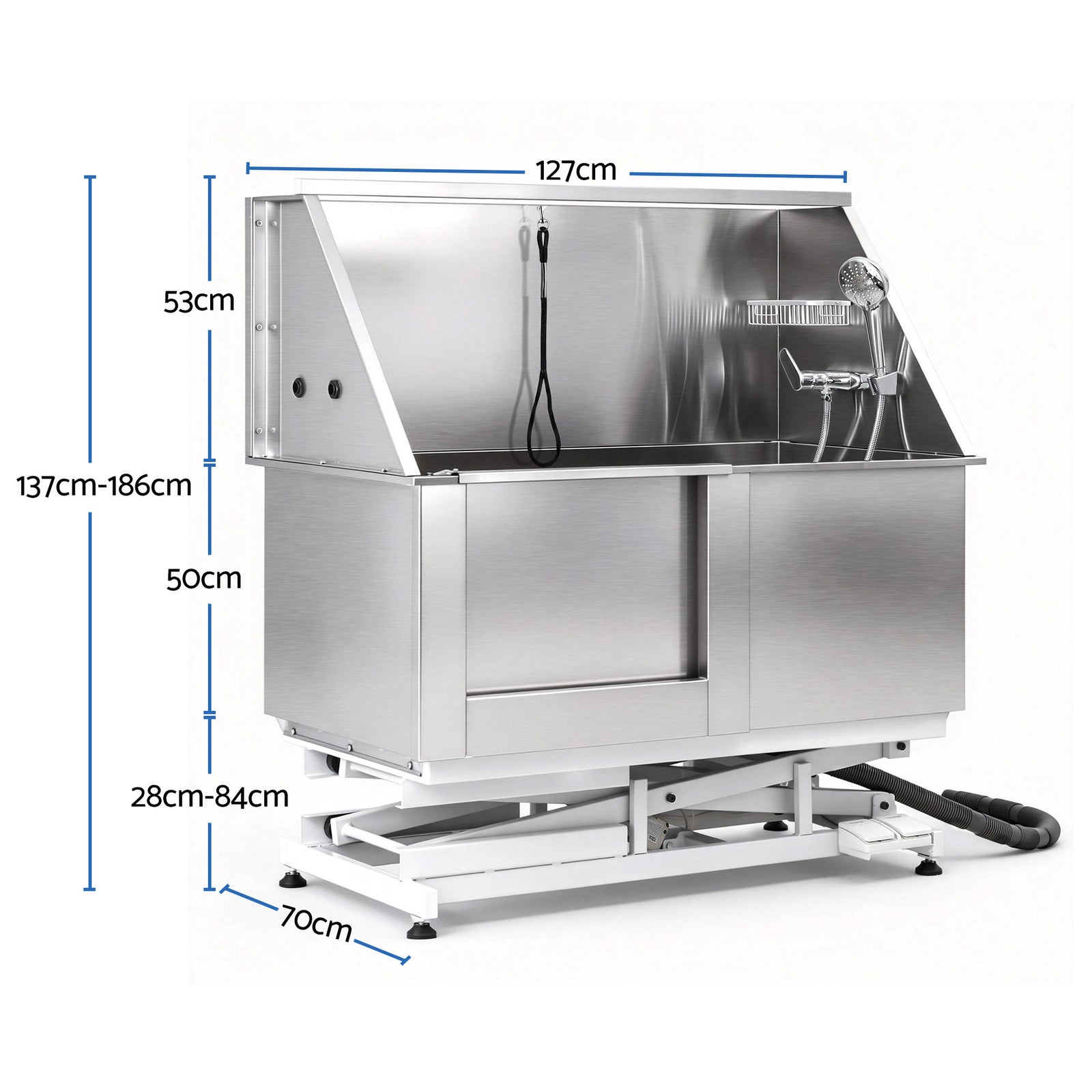 i.Pet Electric Pet Bath Tub Dog Grooming Stainless Steel Wash Station 127cm