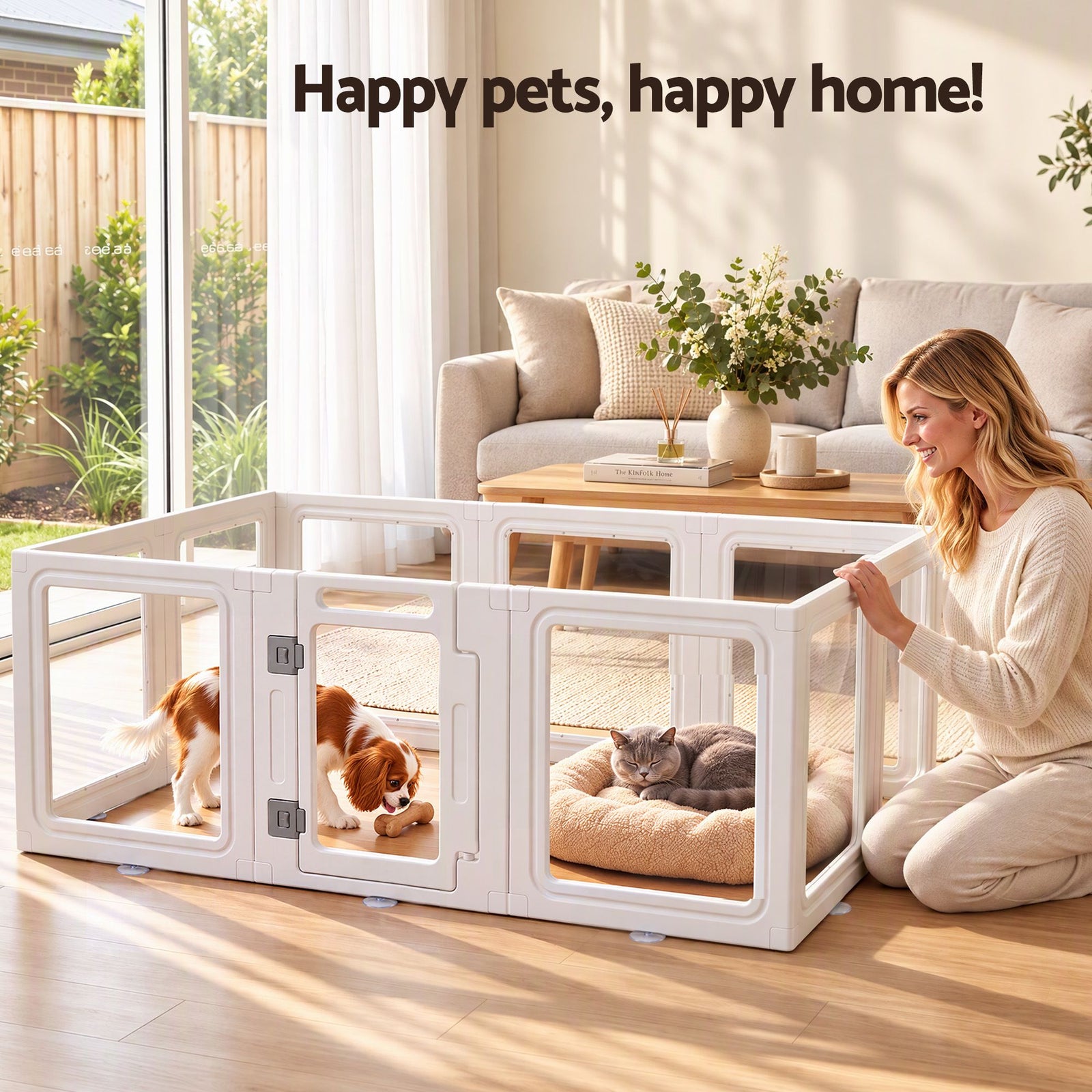 i.Pet Dog Pet Playpen 10 Panels Clear PET Plastic 152x100x57cm for Puppy Exercise
