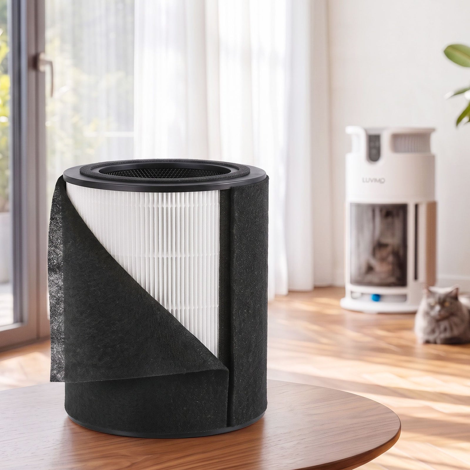 LUVIMO Pet Air Purifier Replacement Filter H13 HEPA w/ Activated Carbon Washable Pre-filter