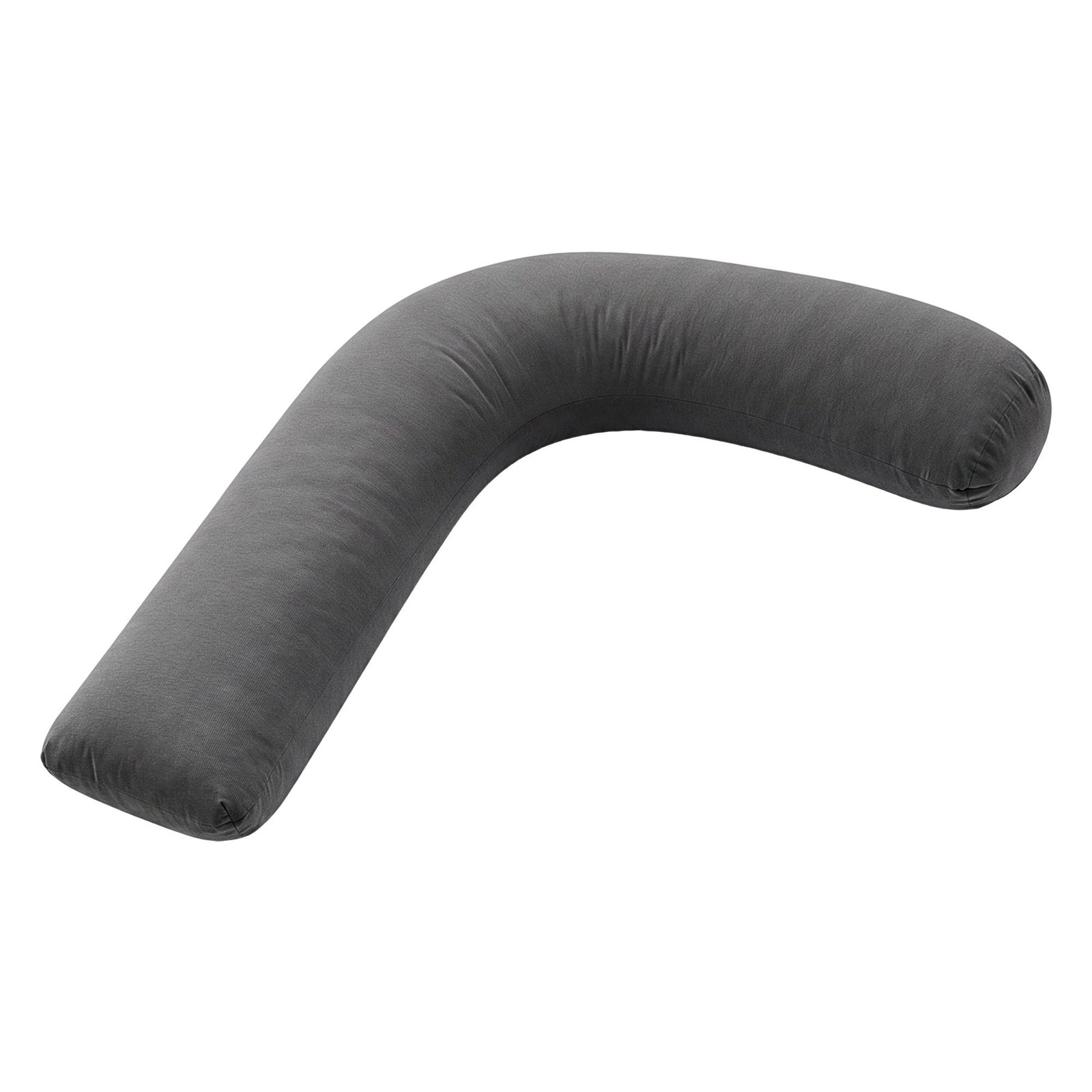 Giselle Bedding Pregnancy Pillow for Side Sleeping L-Shaped Maternity Body Pillow for Women 100% Cotton Jersey Cover for Head Neck Belly Support, 63x115 cm Grey