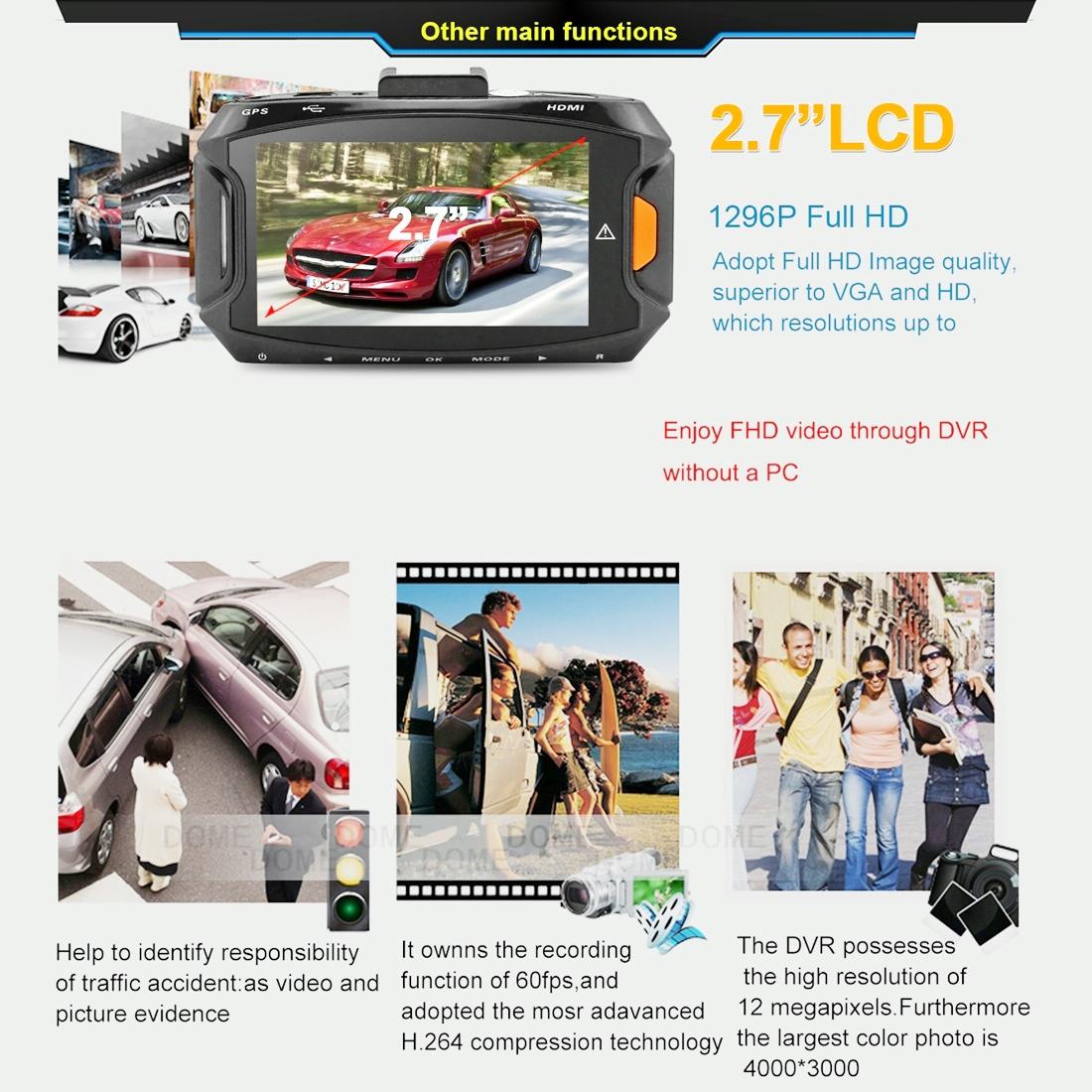 2.7 Lcd Car Dvr Camera With 170 Degree Wide Angle 2304 X 1296P Hd Screen-1915196742060609541