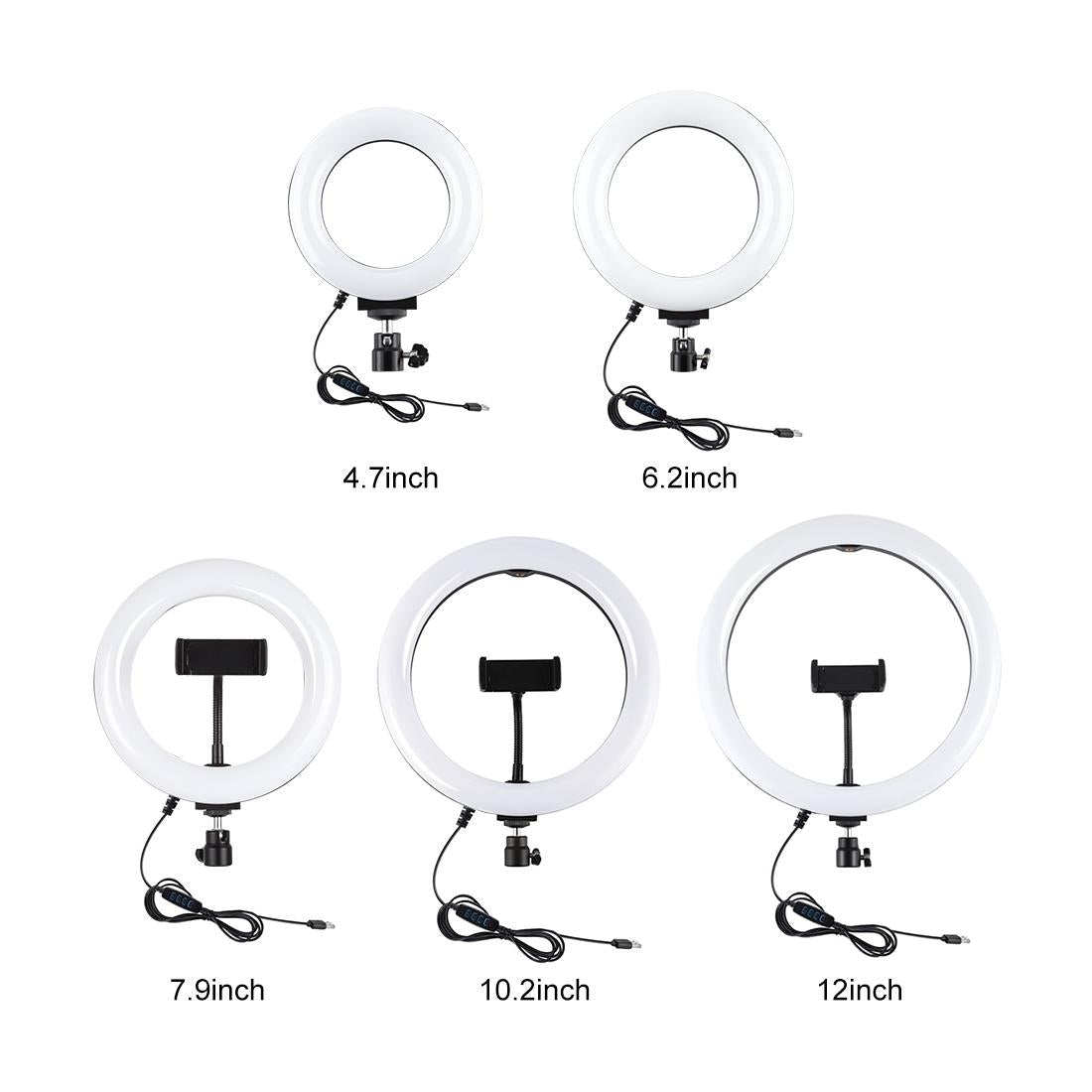 Usb 3 Modes Dimmable Led Ring Light With Tripod Holder And Cold Shoe Ball Head - 4.7 Inch Diameter-1915198024741687305