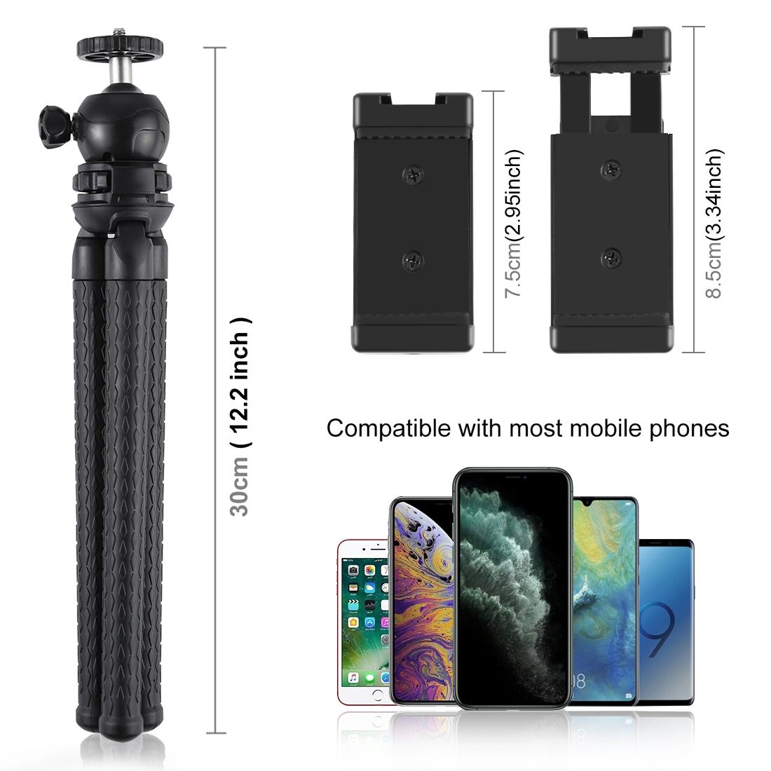 Flexible Mini Octopus Tripod With Ball Head And Phone Clamp For Slr Cameras Gopro And Cellphones-1915197900430905346