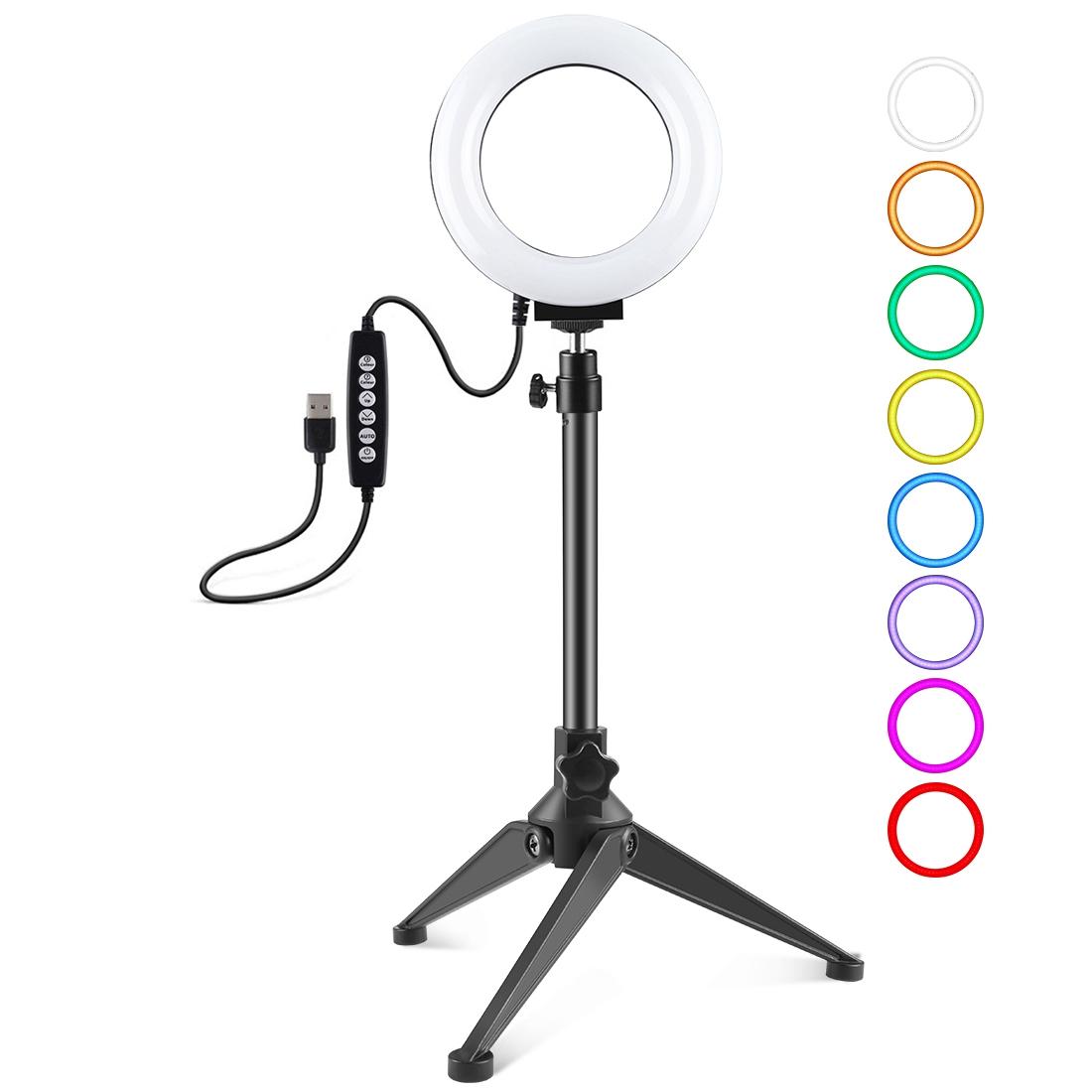 10 Mode Usb Led Ring Light With Tripod Mount And Cold Shoe Ball Head - 4.7 Inch Diameter-1915196504776249344