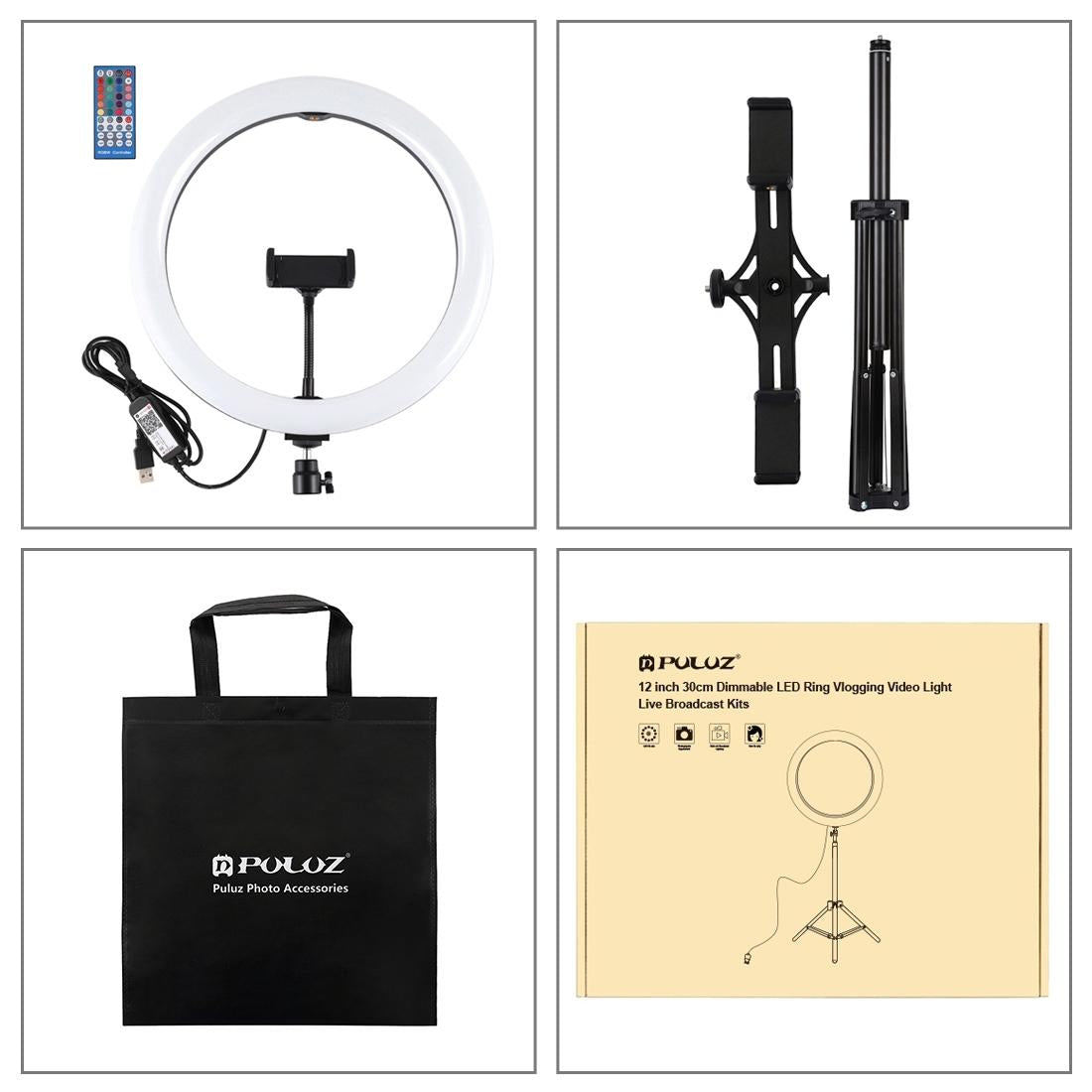 11.8 Rgbw Led Ring Light Kit With Mount Dual Phone Brackets And Remote Control-1915196802194345988