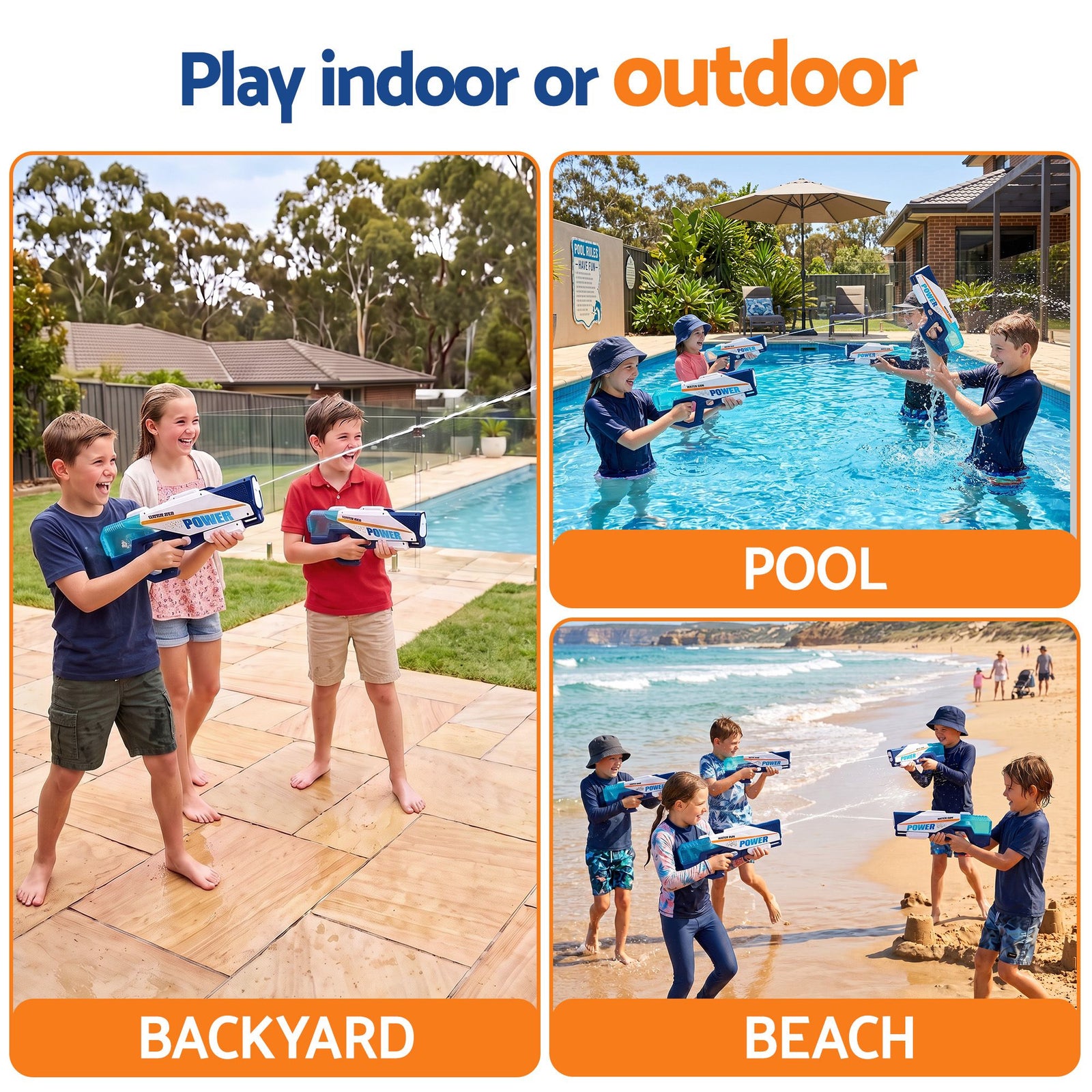 Keezi Kids Water Gun 600cc Water Blaster Toy for Pool Beach Play Blue