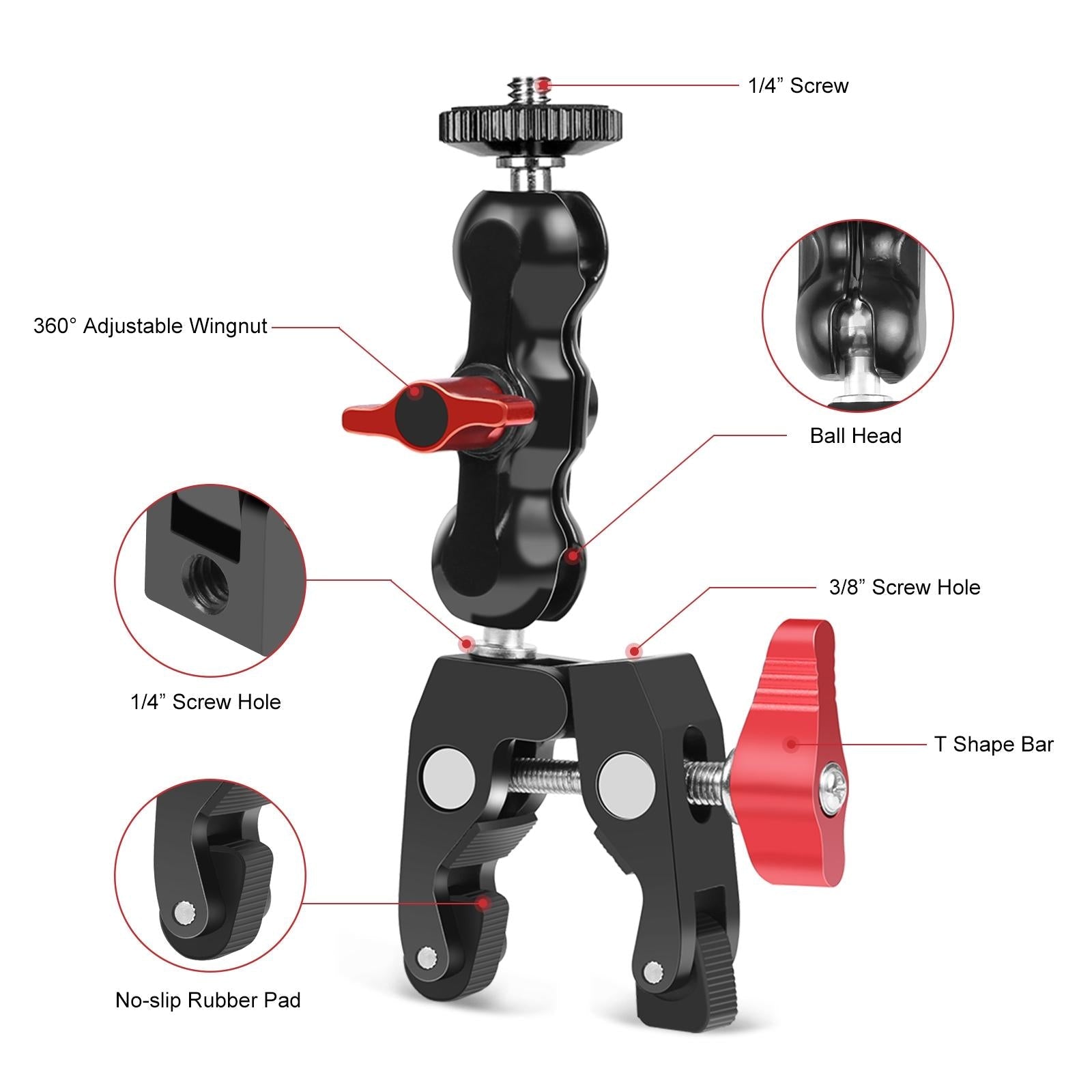 Versatile Magic Arm Clamp For Mounting - Red-1915196593099902979