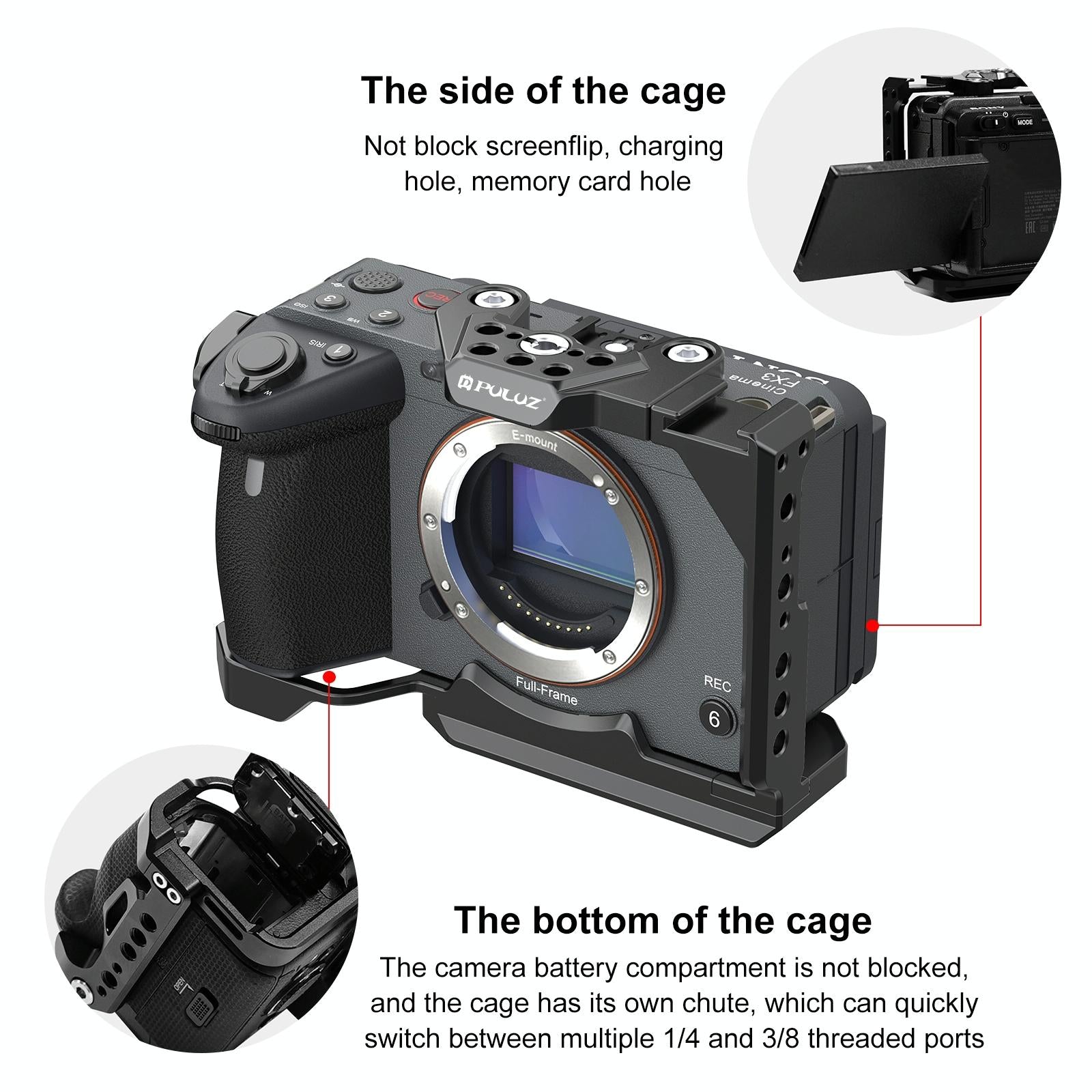 Sony Ilme-Fx30 / Fx3 Camera Cage With Nota Slider - Metal Stabilizer Rig Black-1915196697223499779