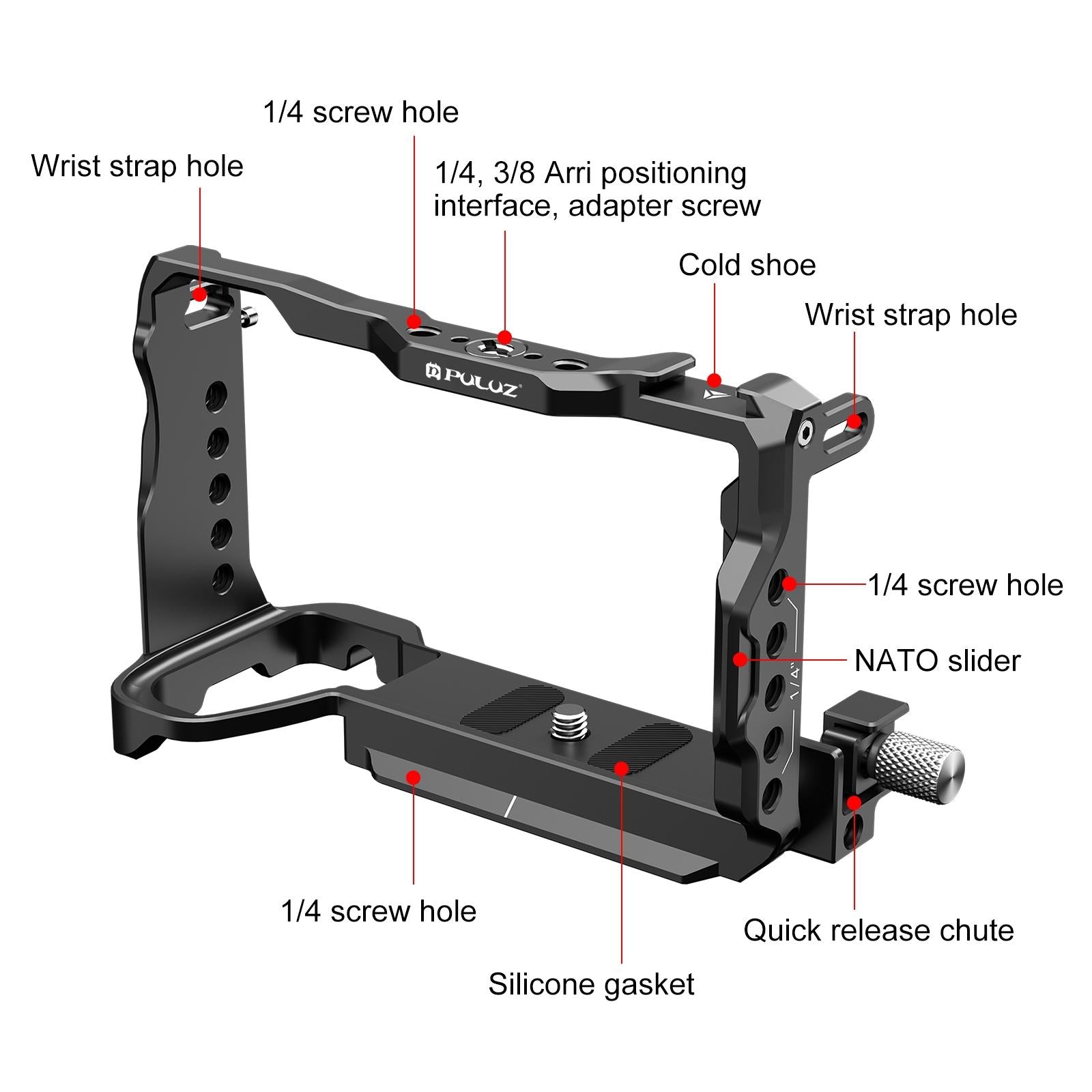 Metal Camera Cage Stabilizer For Sony A6700 - Black-1915196731012812803