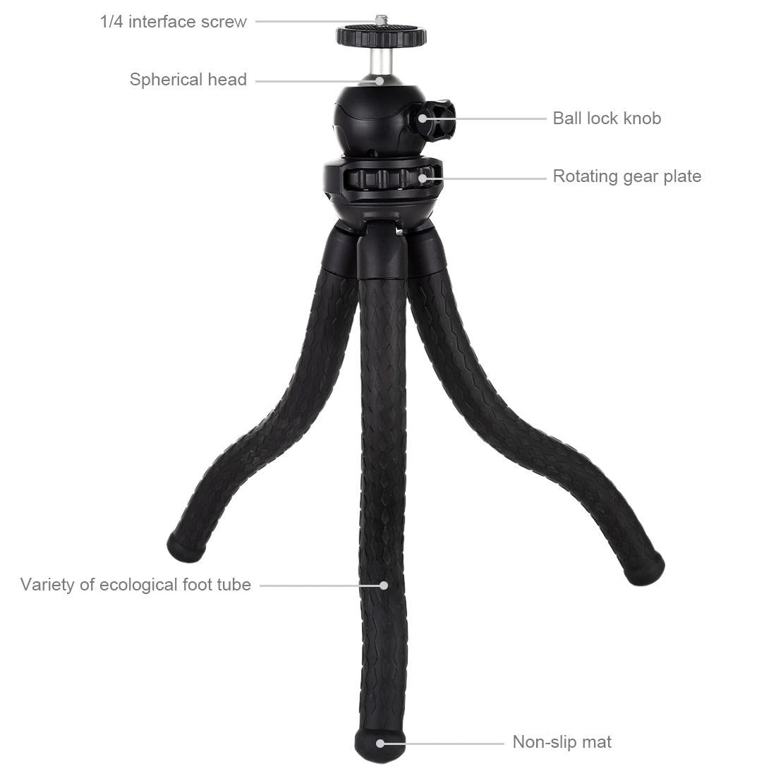Flexible Mini Octopus Tripod With Ball Head For Slr Cameras Gopro And Cellphones - 30Cmx5Cm-1915197489636577284