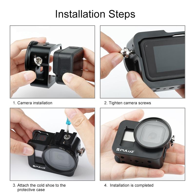 Aluminum Protective Cage With 52Mm Uv Lens For Gopro Hero8-1915196505392812039