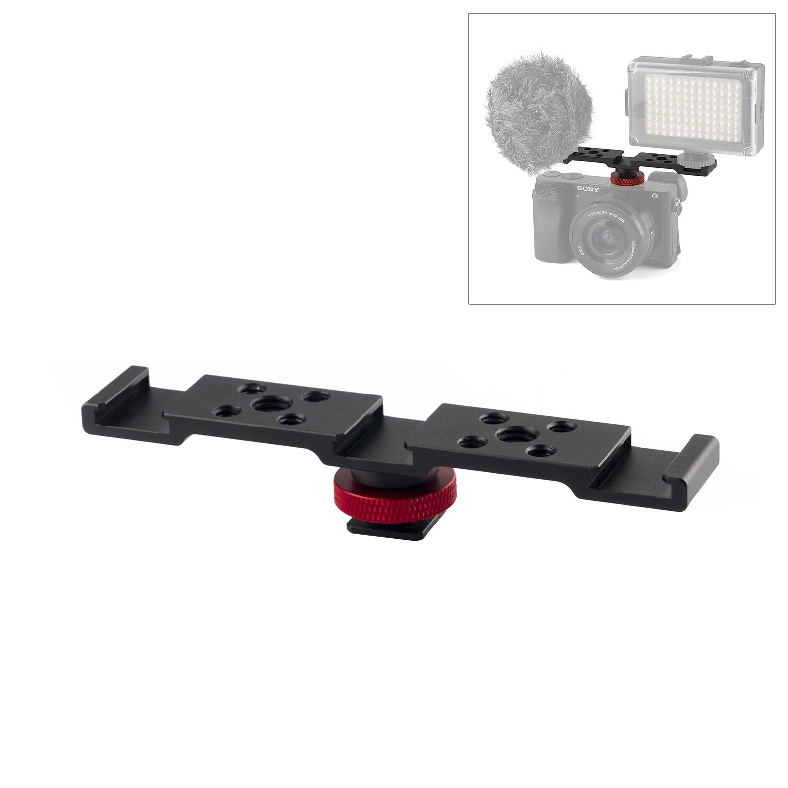 Triple Cold Shoe Bracket Mount - Black-1915196731570655232