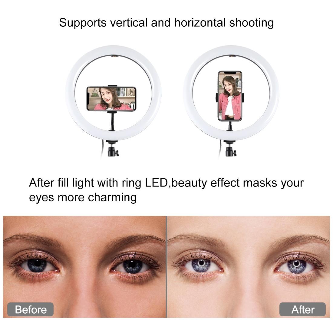 30Cm Curved Surface Led Ring Light With Tripod And Phone Clamp - 10 Modes 8 Colours Usb Powered-1915196749958483976