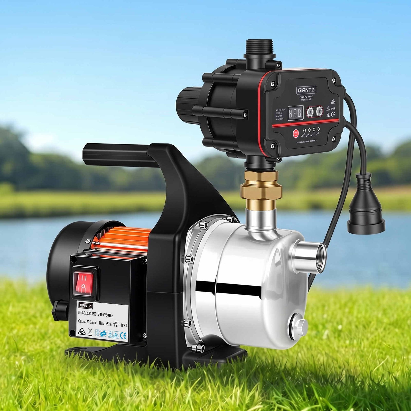 Giantz Garden Water Pump Auto Controller Tank Rain Farm Irrigation 1500W Max.