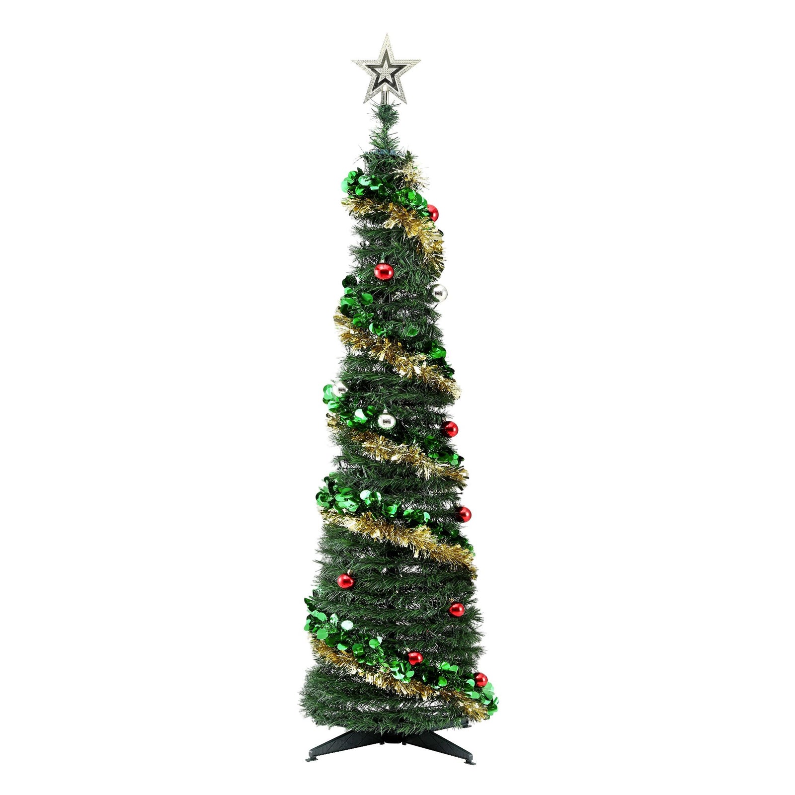 Jingle Jollys Pop Up Christmas Tree Pre Decorated Warm White LED 160cm