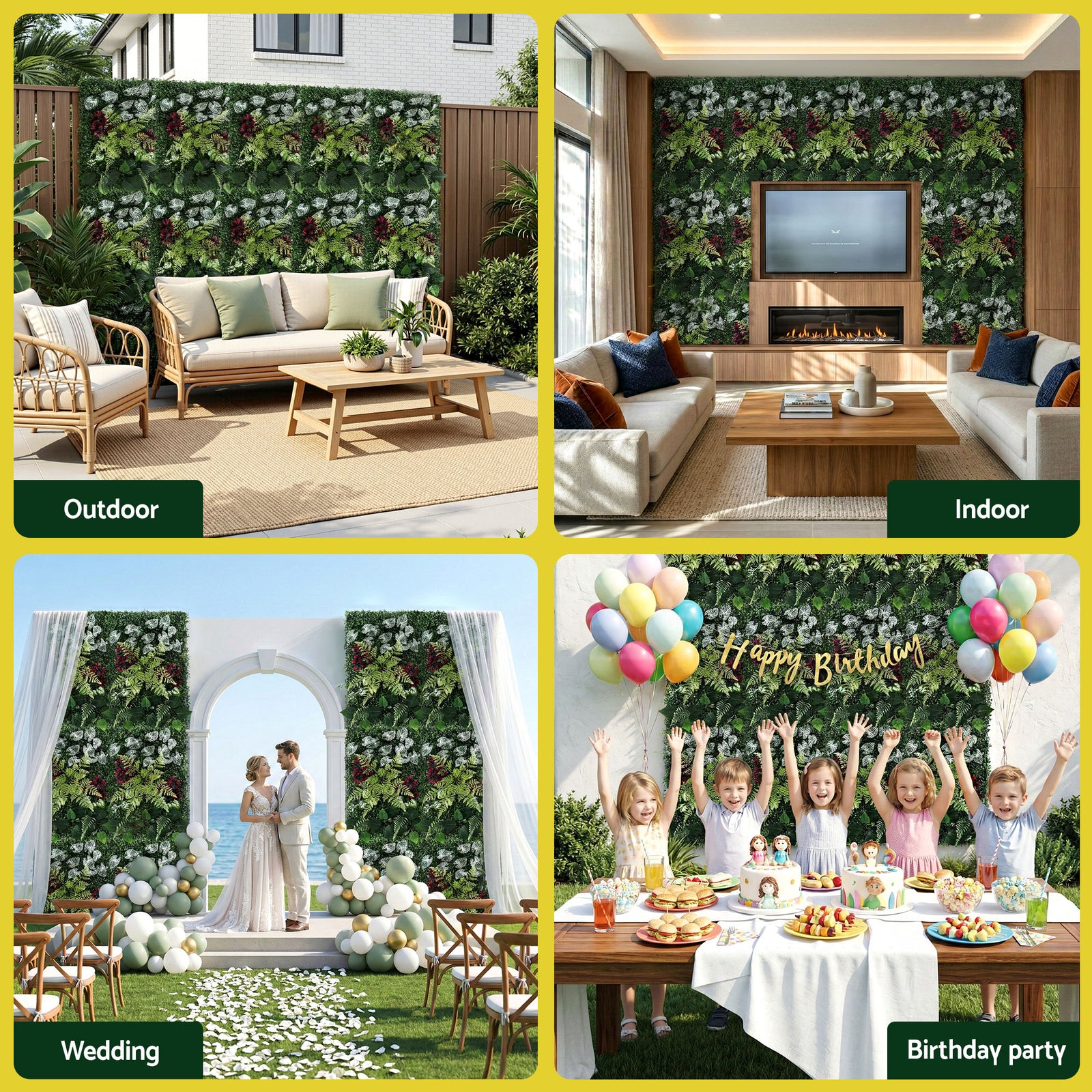 Gardeon 4PCS Artificial Plant Wall Panels 40X60CM Boxwood Panel Flower Backdrop Backyard Green Decor