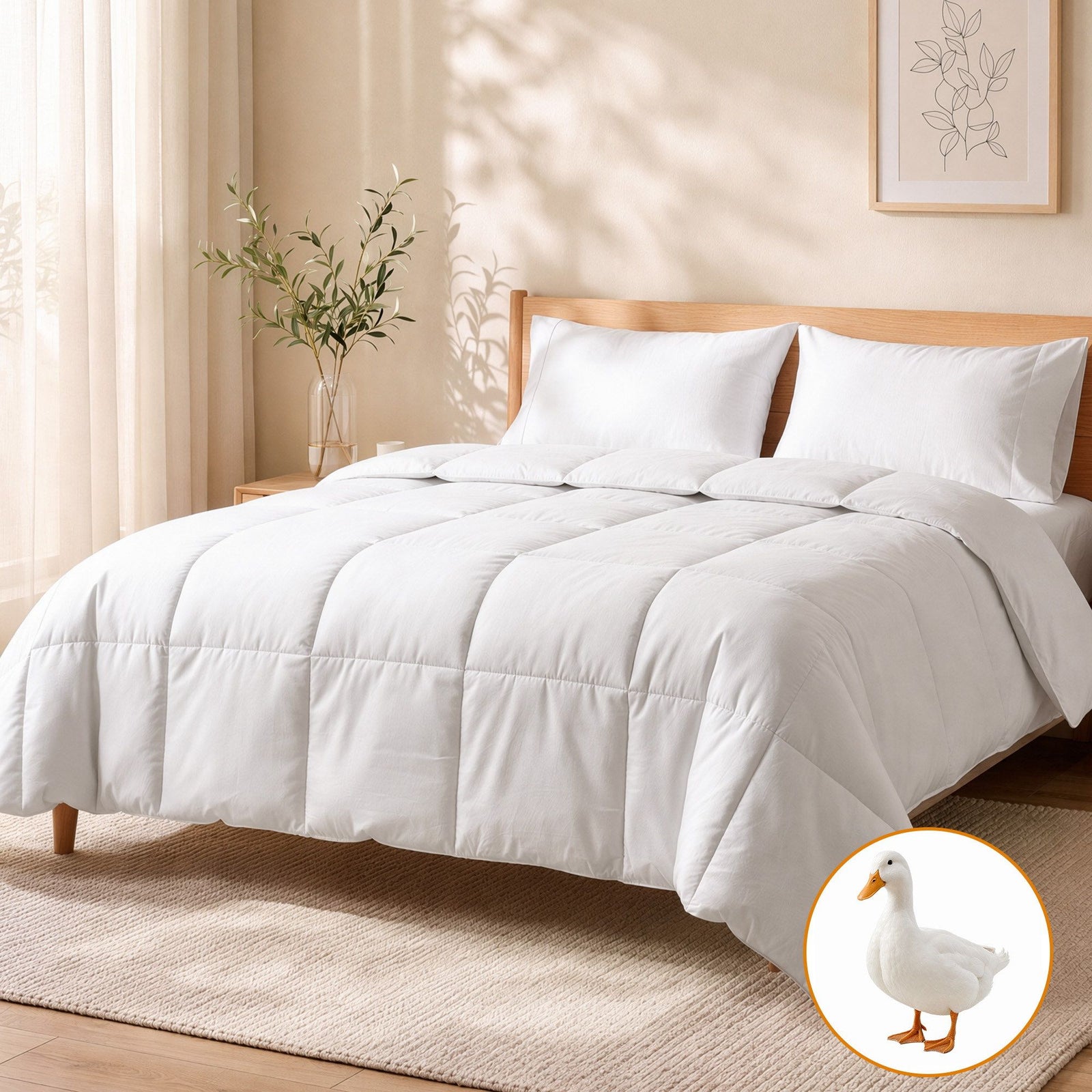 Giselle Bedding Queen Quilt, 200GSM Summer Duck Down Feather Doona Insert