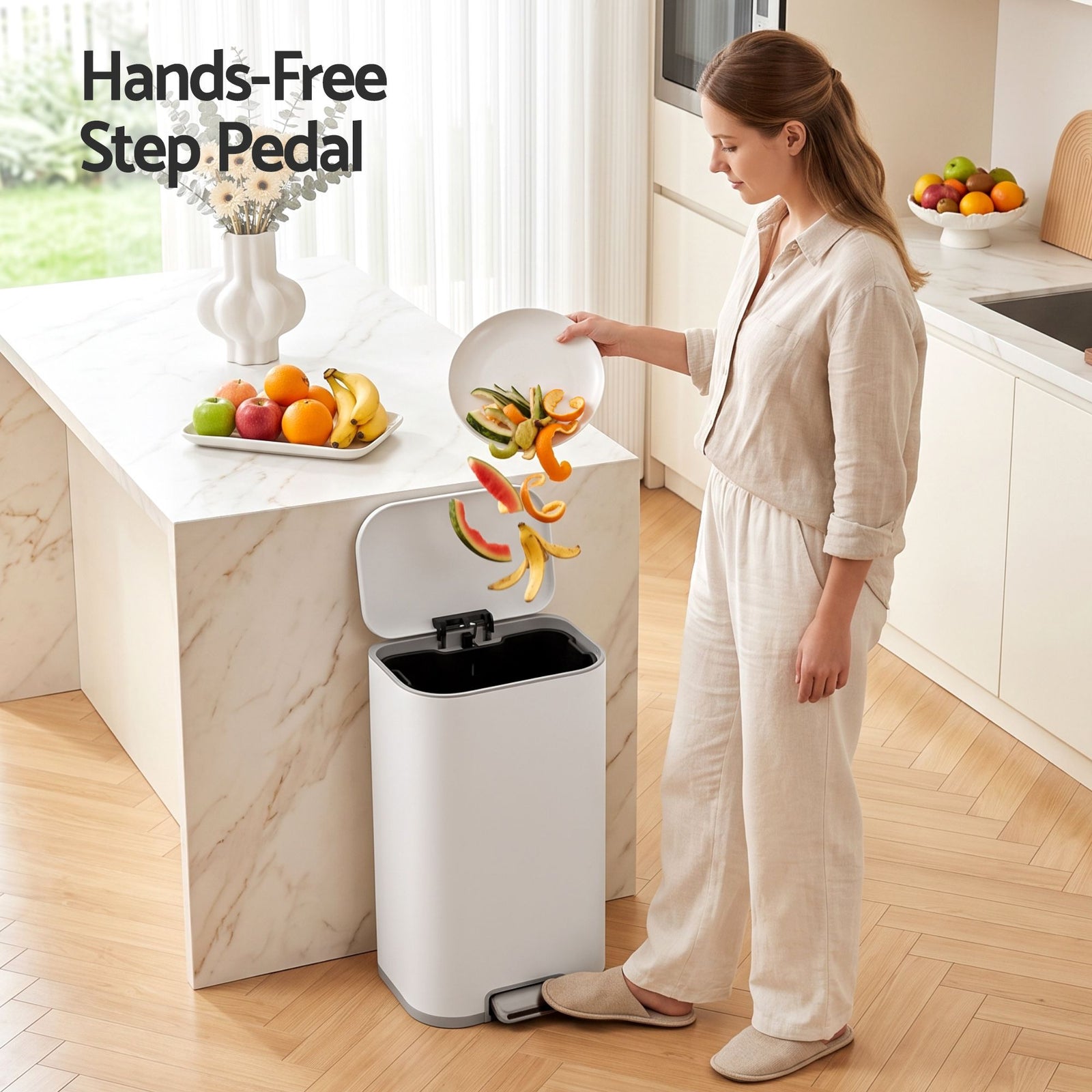 Cefito 30L Pedal Rubbish Bin Kitchen Trash Garbage Waste Can Soft Close White