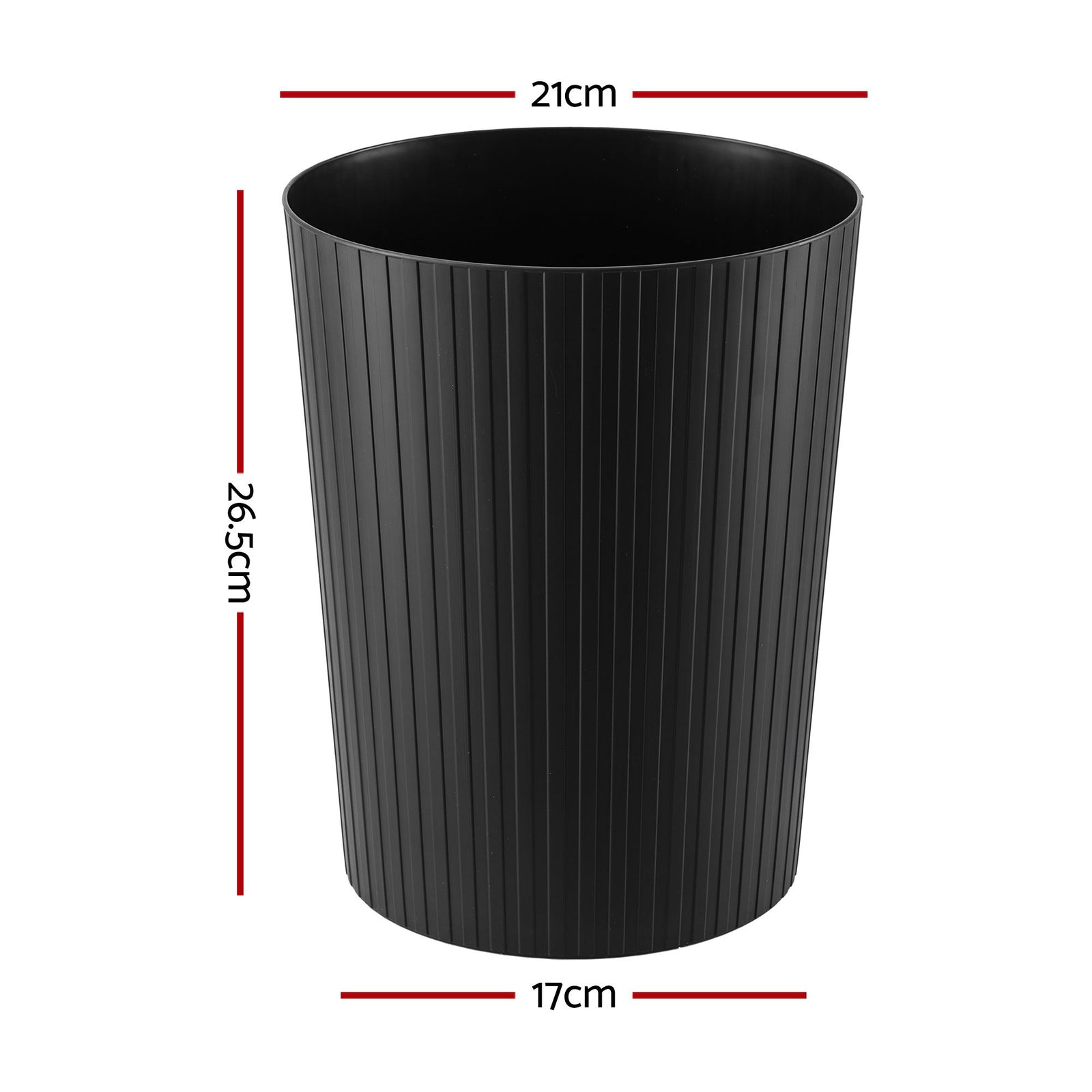 Cefito 8L Open Top Rubbish Bins Waste Bin Trash Can Storage Dustbin Black