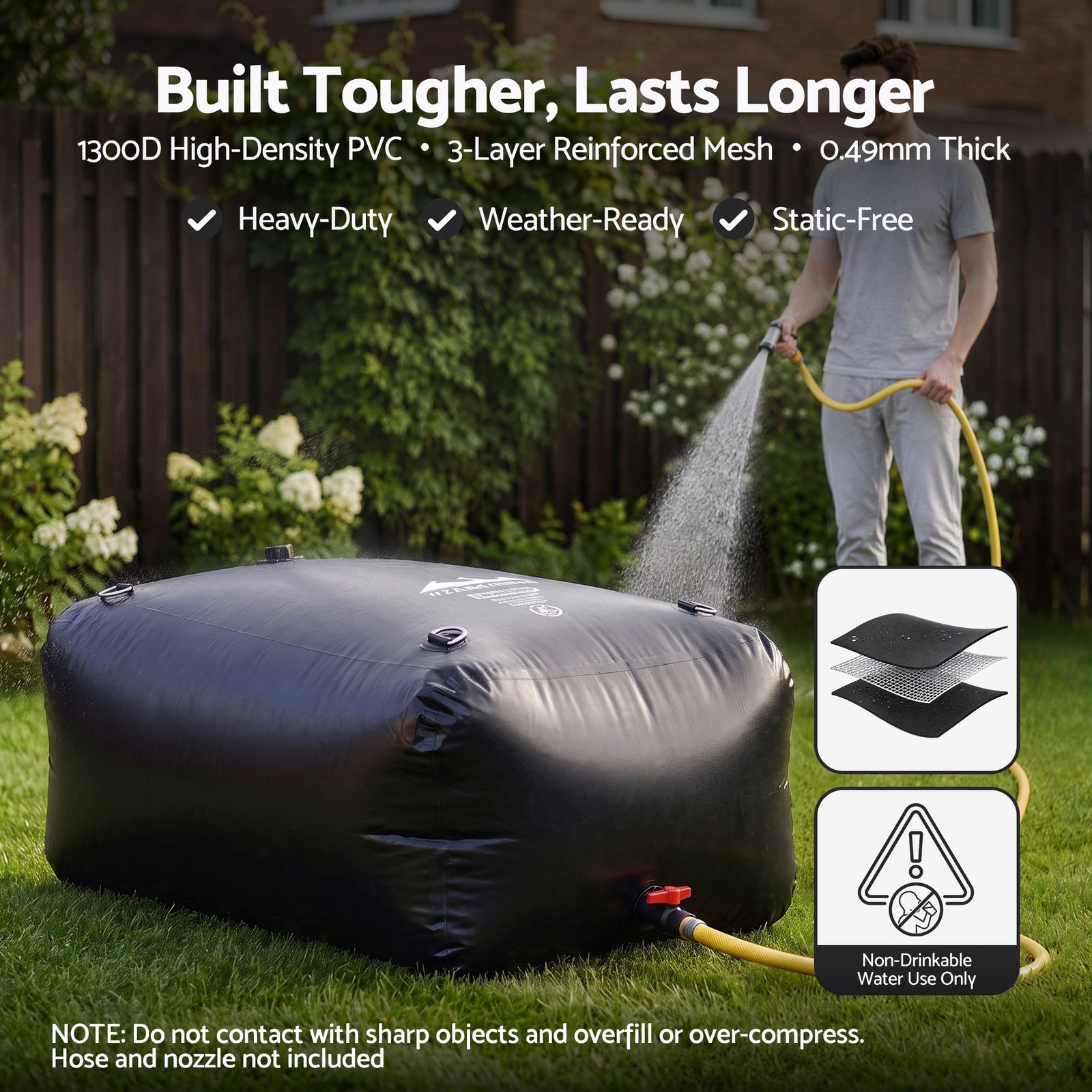 Weisshorn 1000L Water Bladder Bag Portable Large Storage Tank Container Camping Outdoor