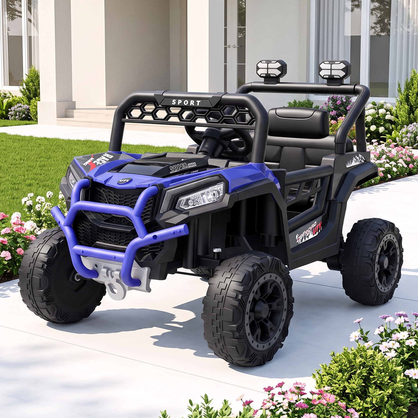 Rigo Ride On Car Kids Jeep 12V Kids Electric Car Remote Control Blue