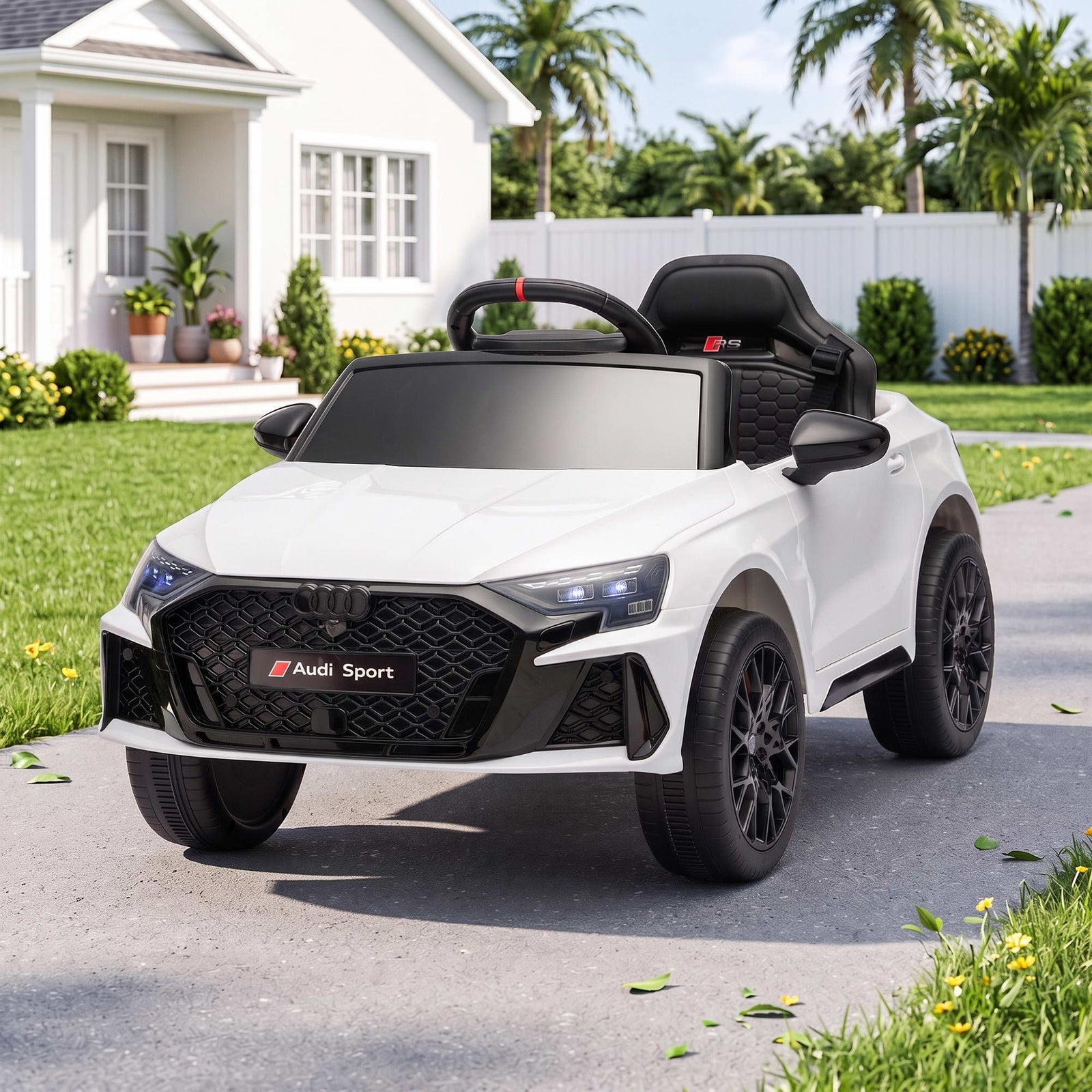 Ride On Car Licensed Audi RS3 Car for Kids 12V Remote Control White