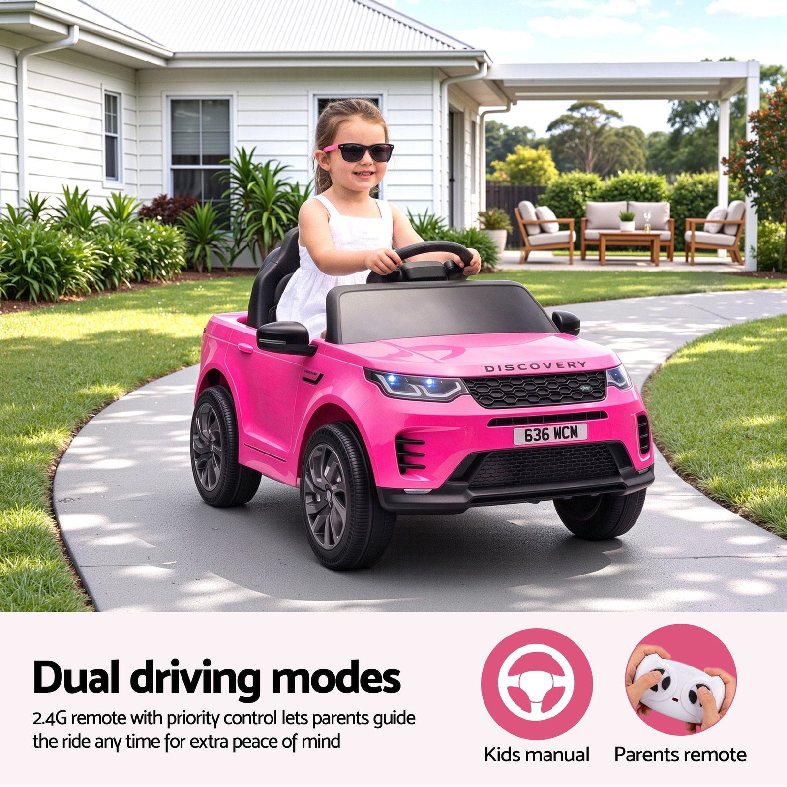 Land Rover Ride On Car Kids SUV 12V Kids Electric Car Remote Control Pink