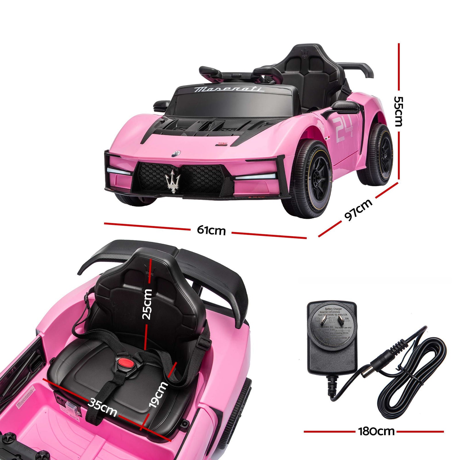 Ride On Car Maserati Licensed MCXtrema Car for Kids 12V Remote Control Pink