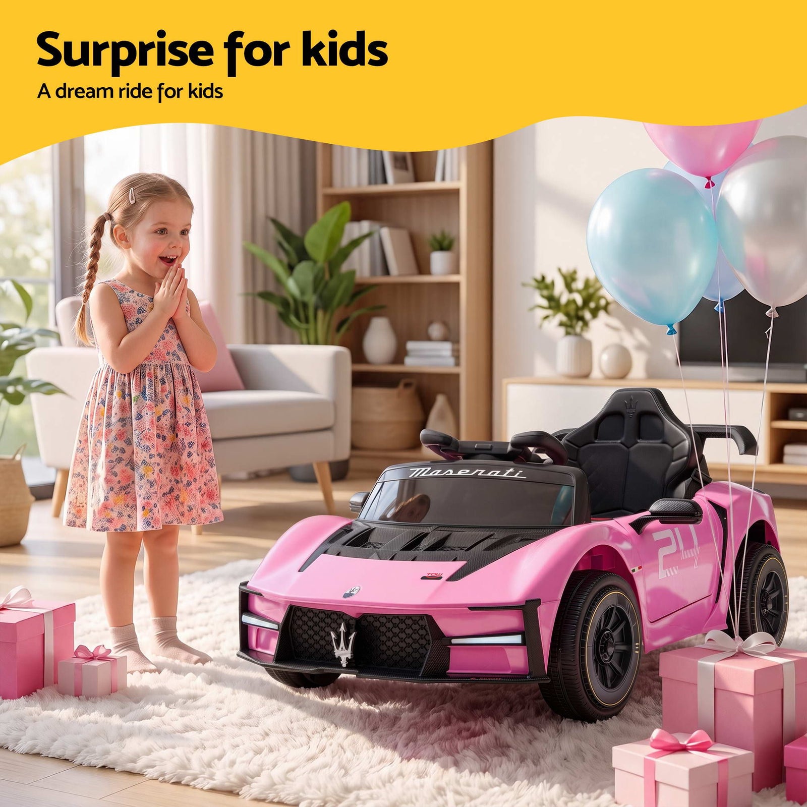 Ride On Car Maserati Licensed MCXtrema Car for Kids 12V Remote Control Pink